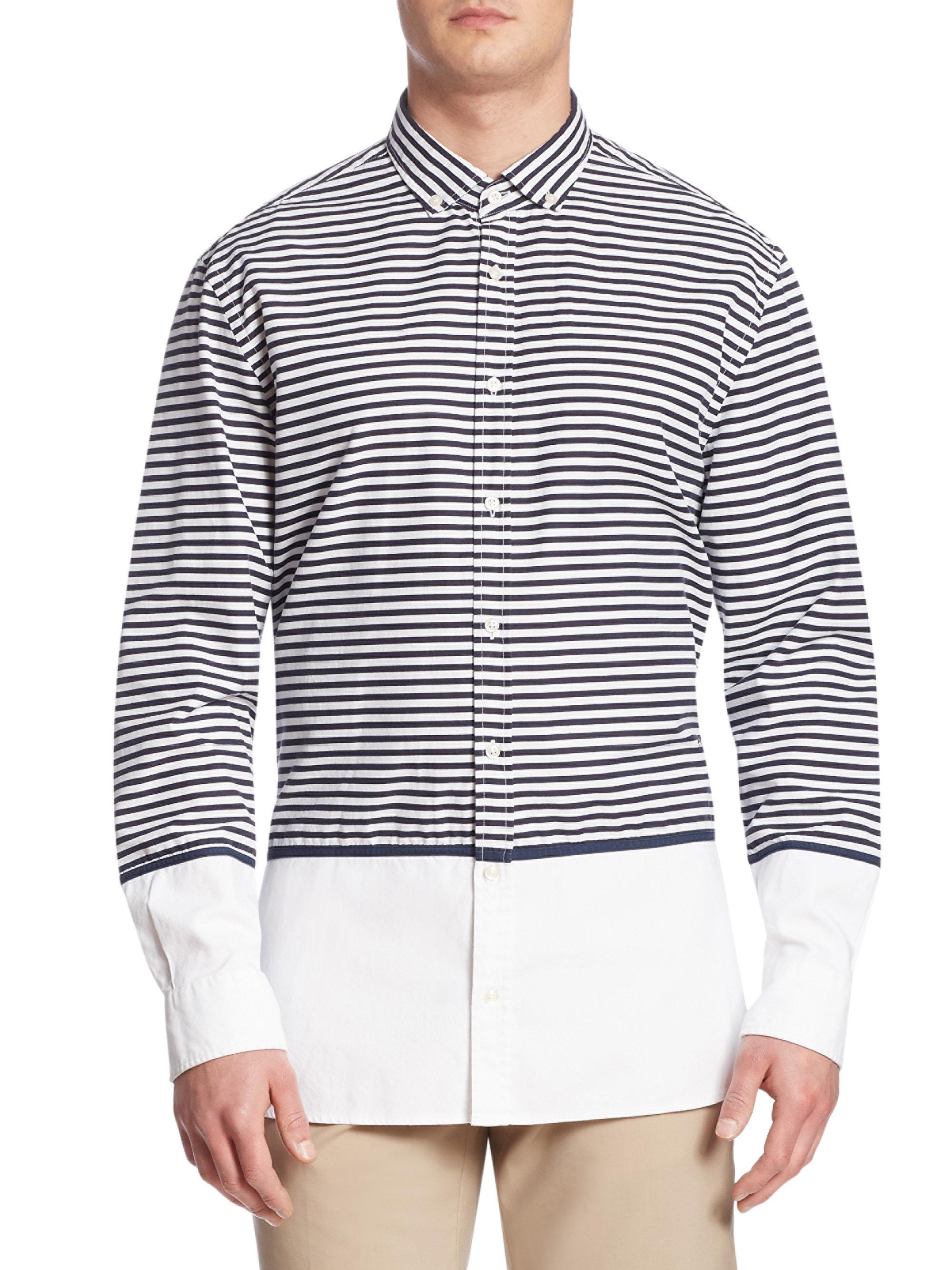 Download Tommy Hilfiger Cotton Striped Button-down Shirt in White ...