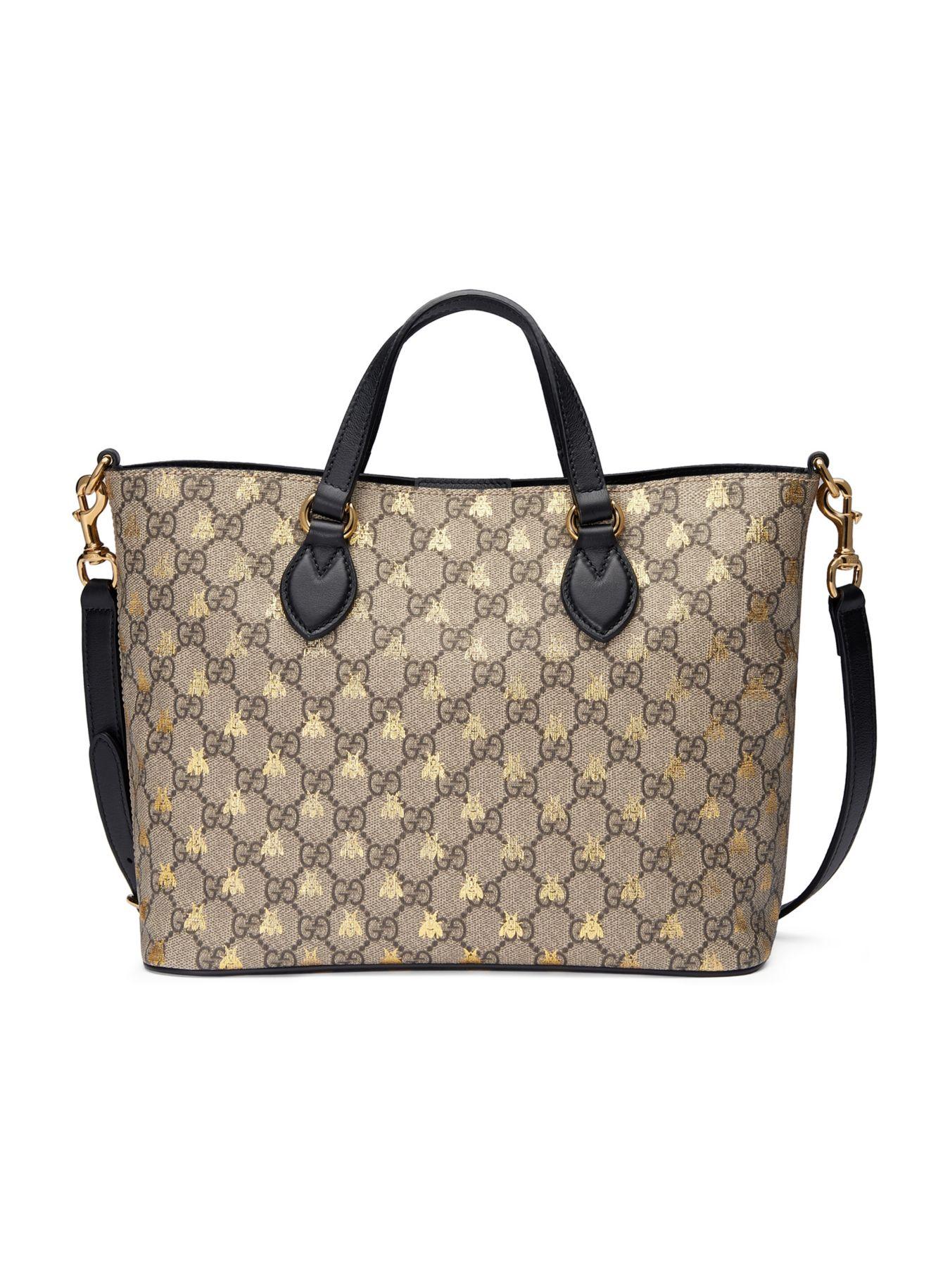 Gucci Leather Bestiary GG Supreme Tote Bag in Black/Brown (Brown) - Save 21% - Lyst