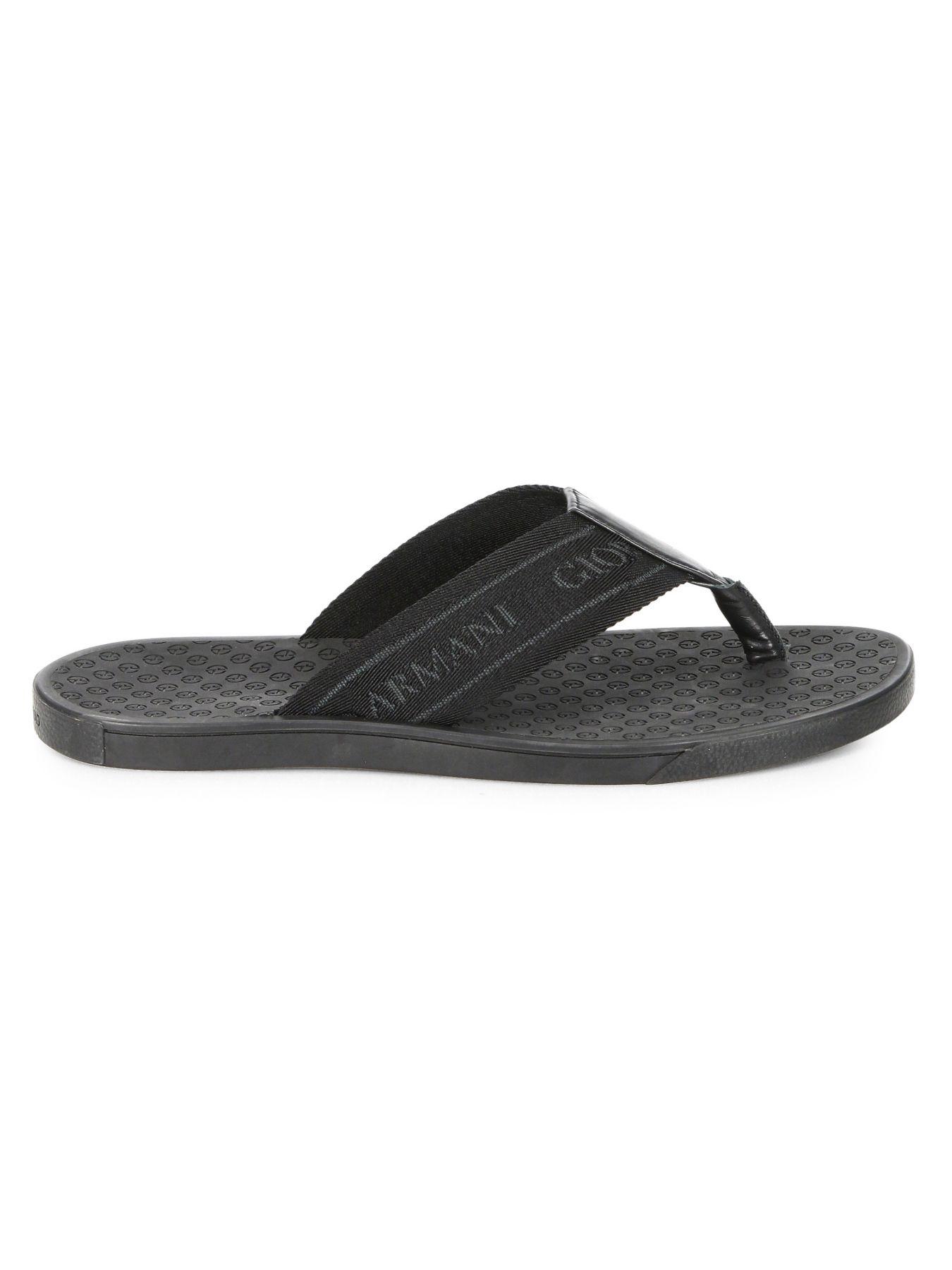 Giorgio Armani Synthetic Thong Sandals in Black (Green) for Men - Lyst