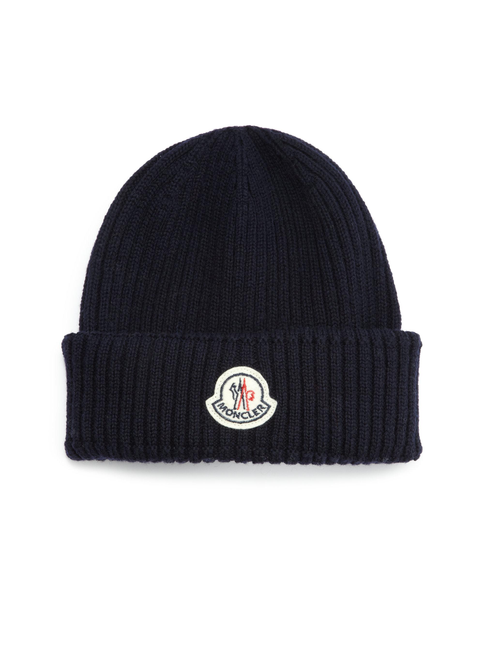 Moncler Cable-knit Virgin Wool Beanie in Dark Blue (Blue) for Men - Lyst