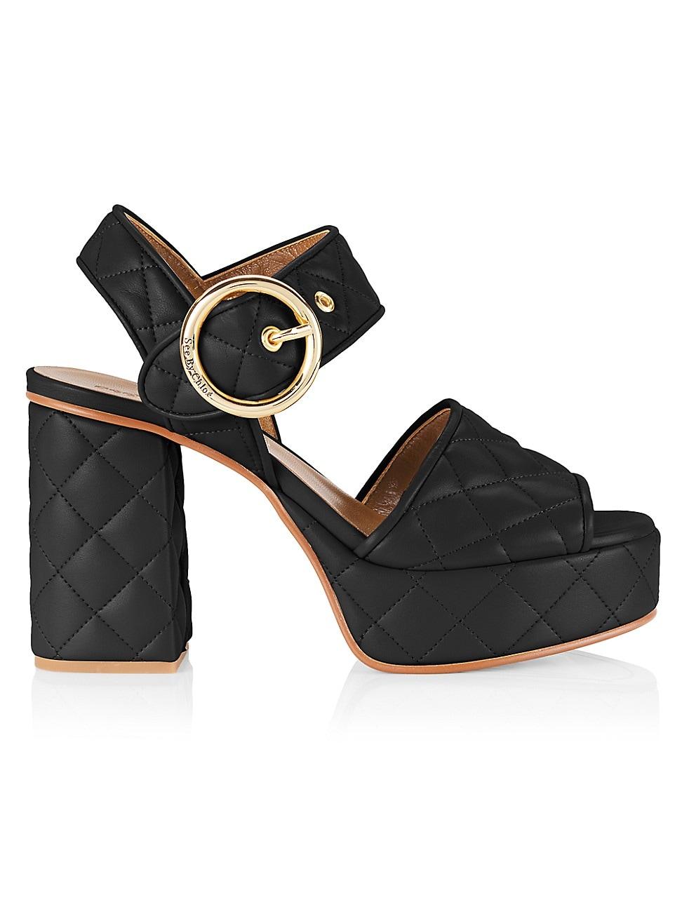See By Chloé Jodie 110mm Quilted Leather Platform Sandals in Black | Lyst
