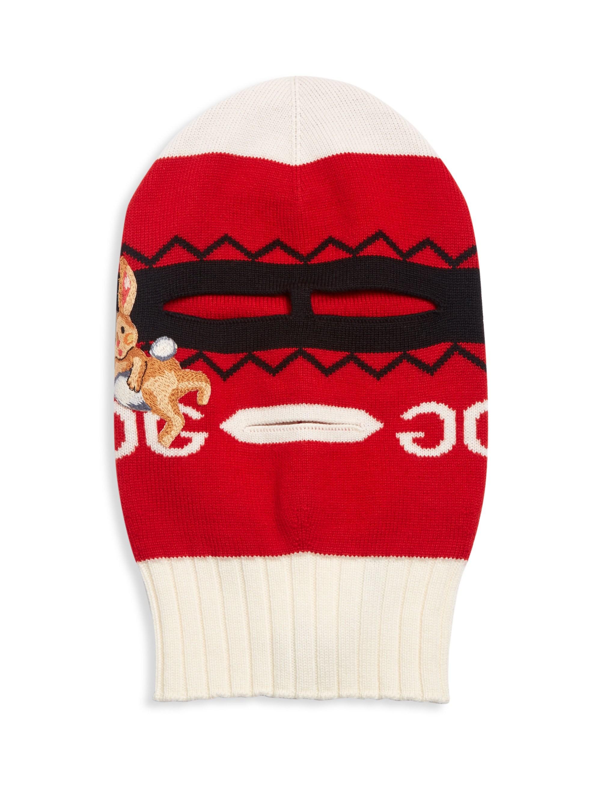 Gucci Wool Peru Rabbit Knit Balaclava in Red Lyst