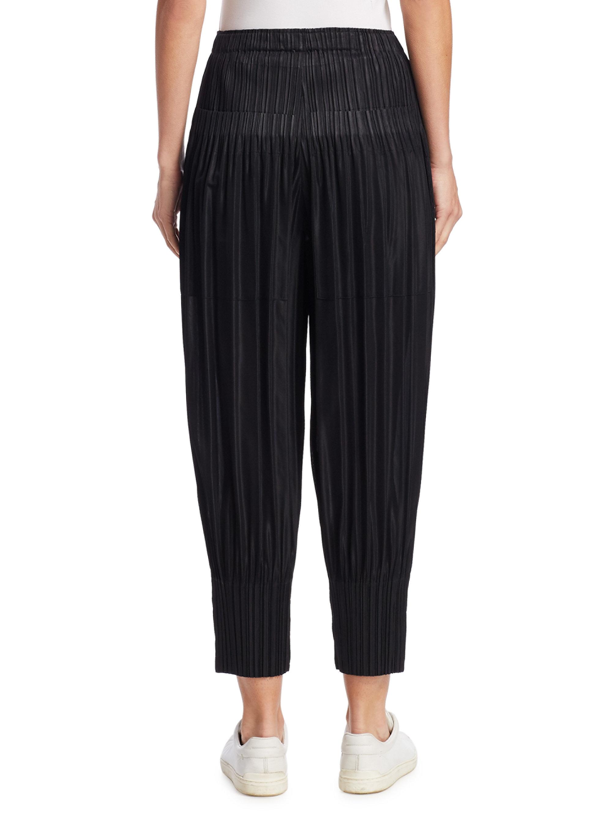 Pleats Please Issey Miyake Fluffy Basics Harem Pants in Black | Lyst