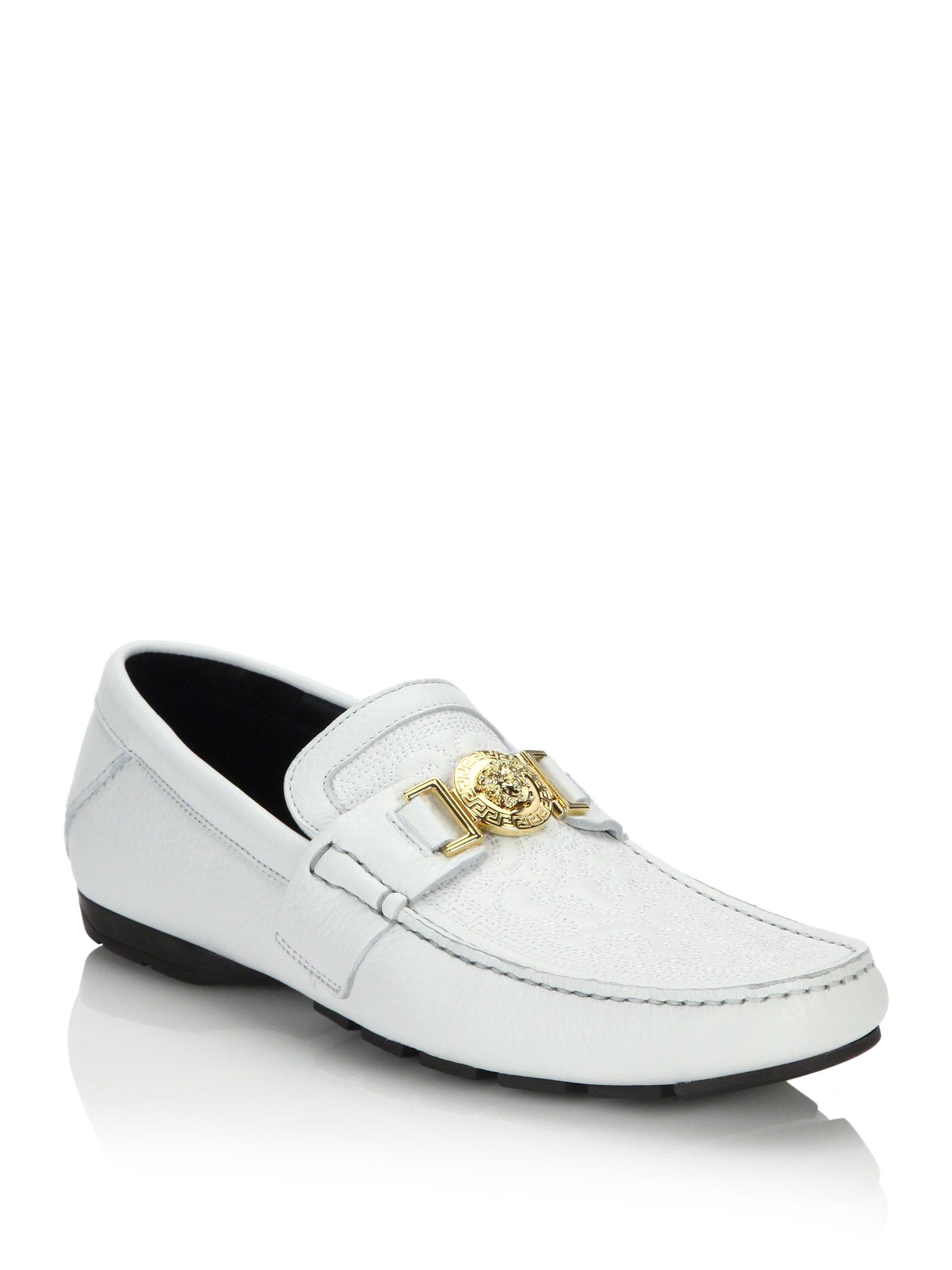 gold versace loafers