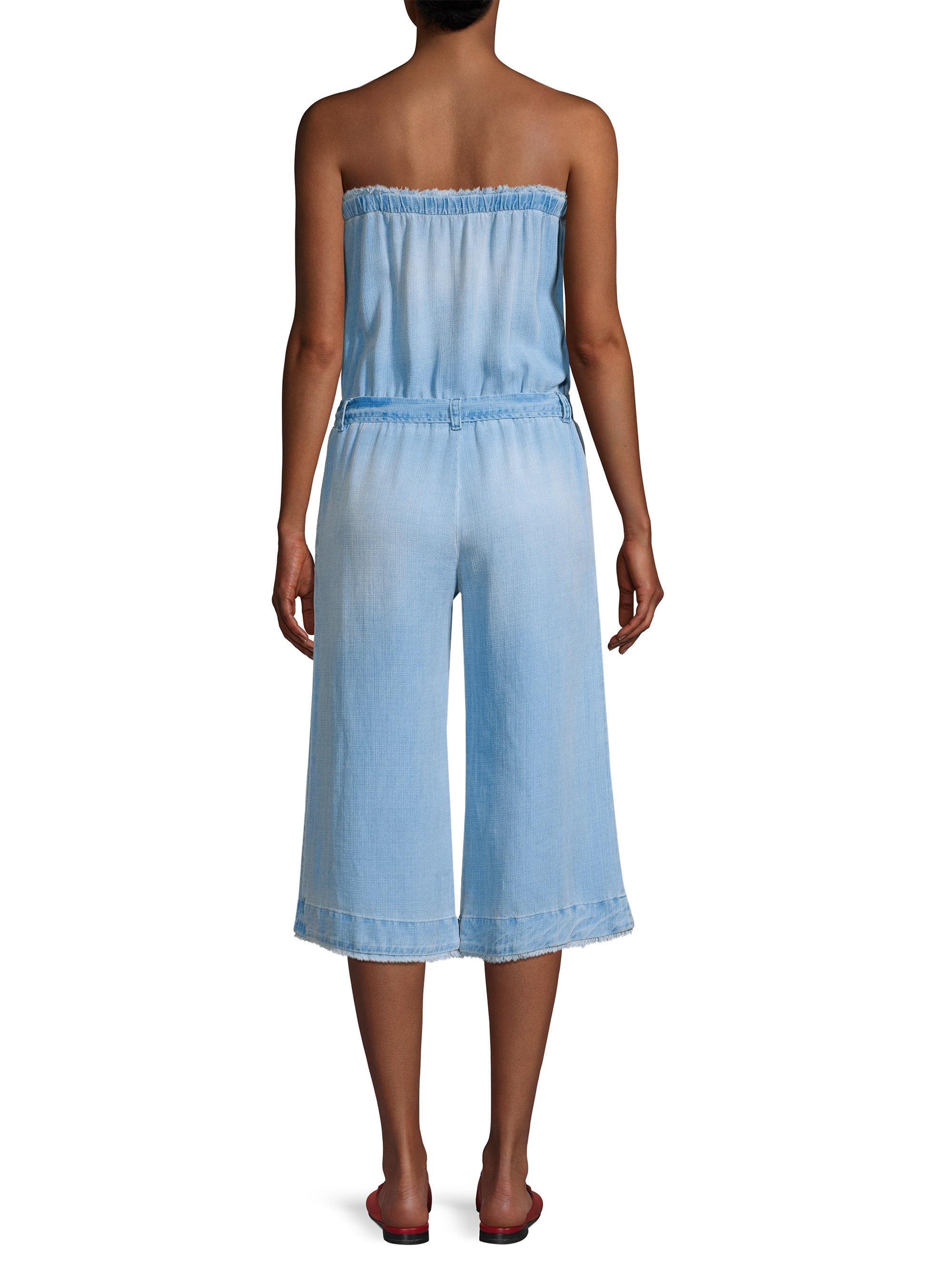 bella dahl strapless frayed jumpsuit