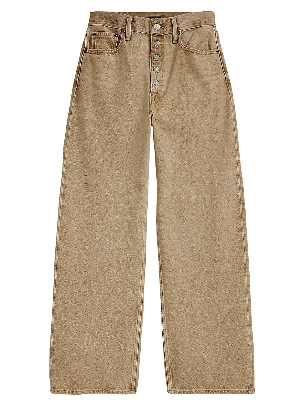 Polo Ralph Lauren Cotton Buttoned Wideleg Jeans in Natural Lyst