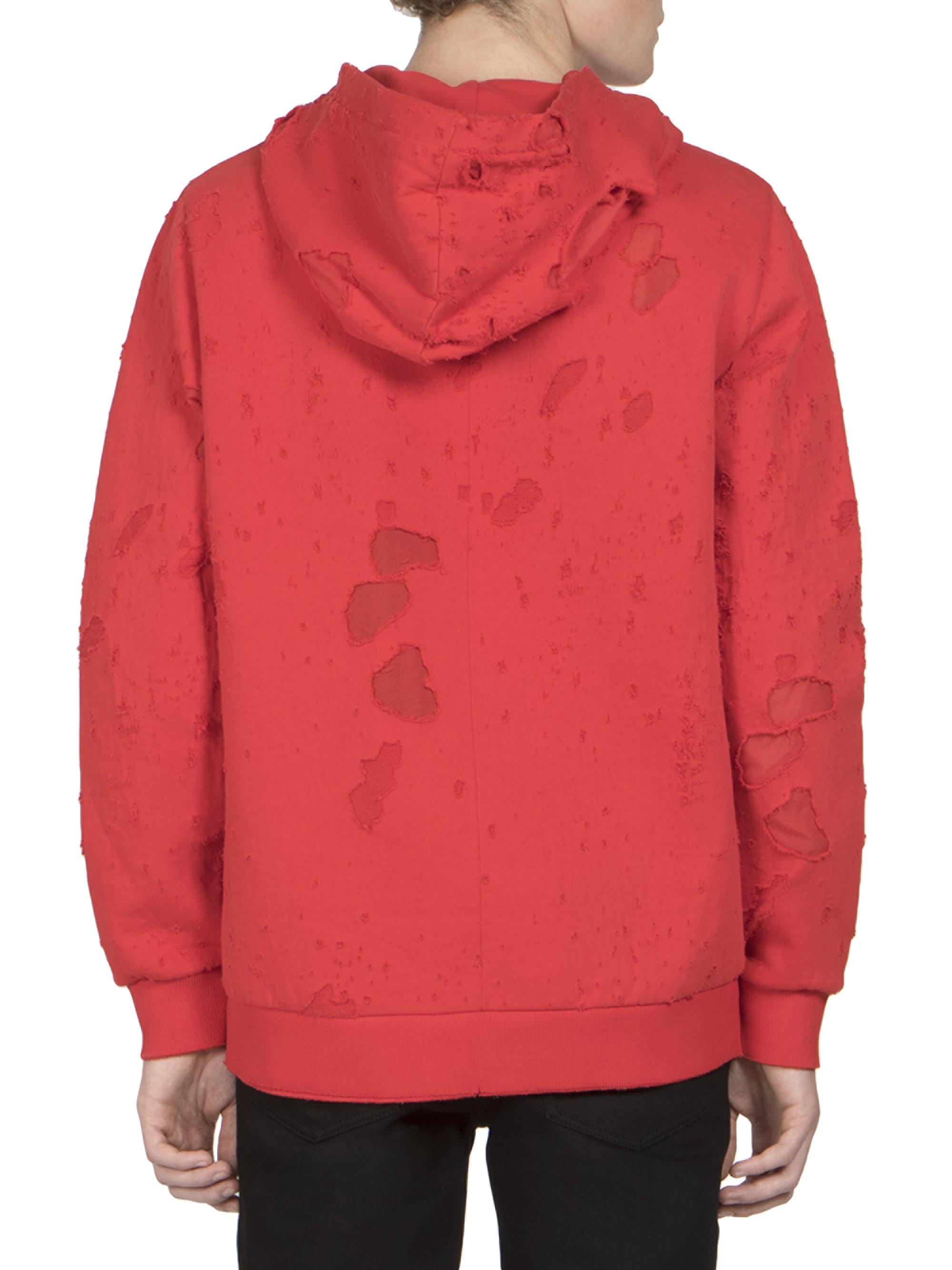 Givenchy Cuban Distressed Hoodie in Red for Men | Lyst
