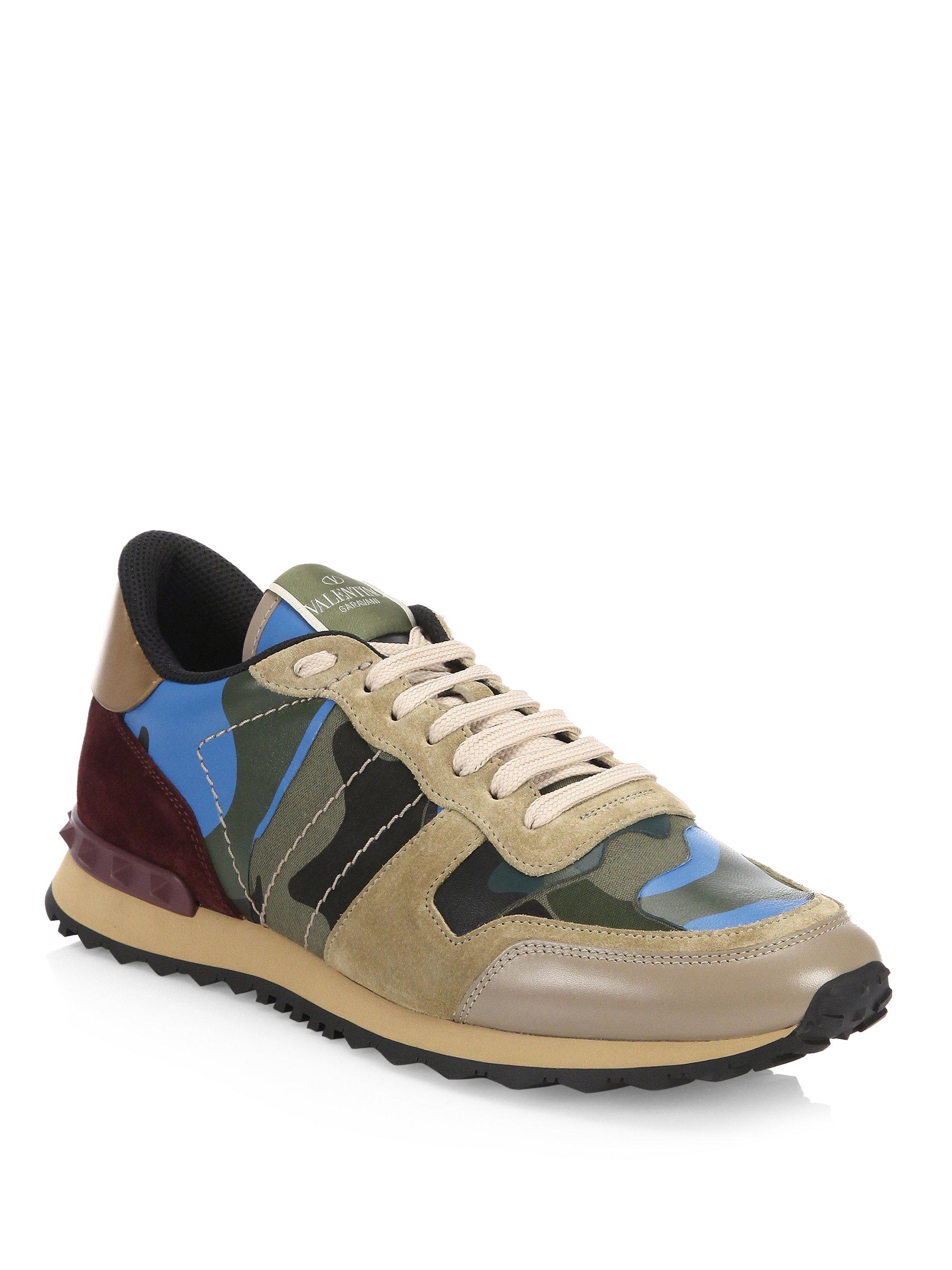 Lyst - Valentino Camo Rock Runner Sneakers in Blue for Men