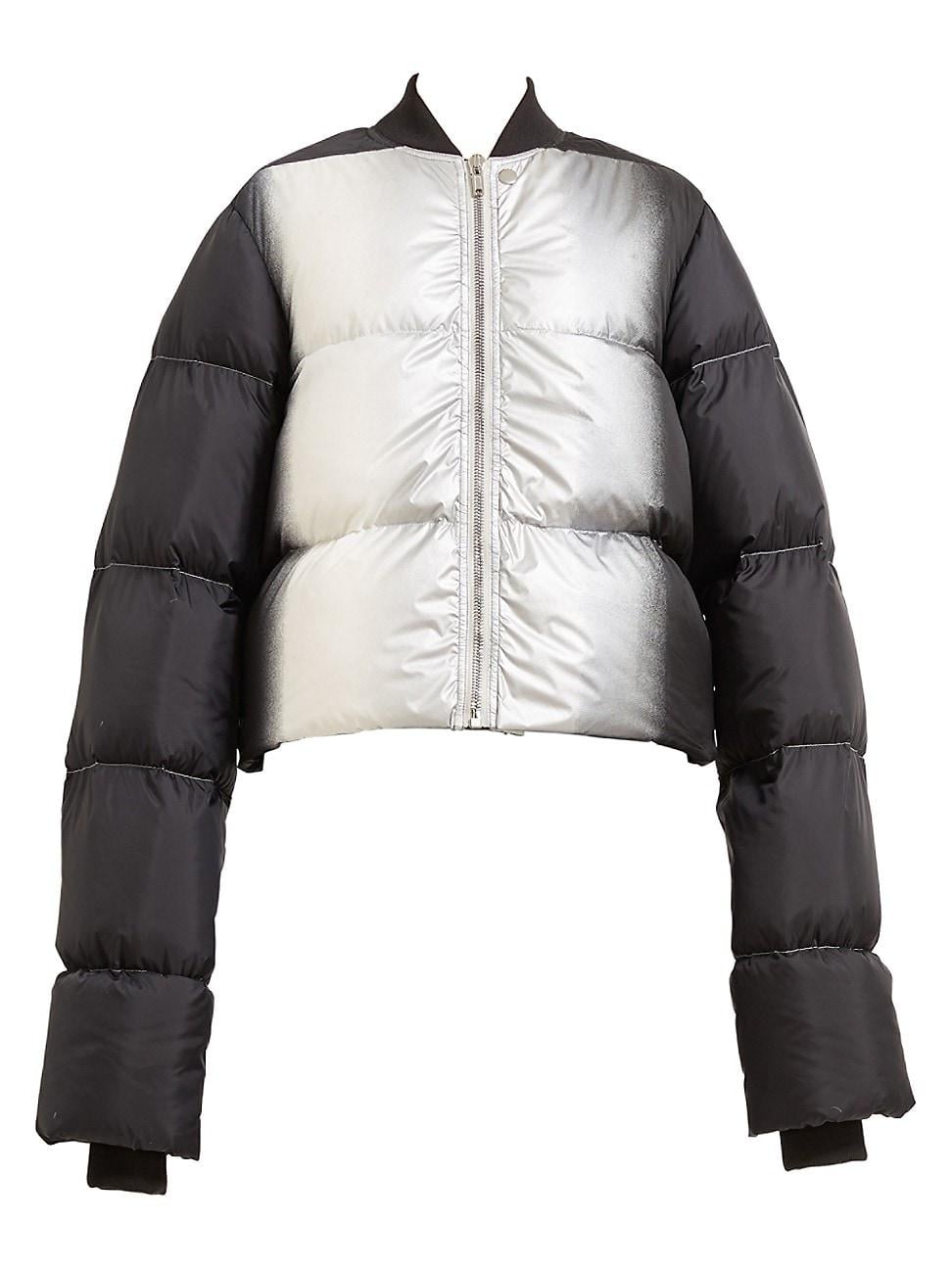 silver cropped puffer jacket