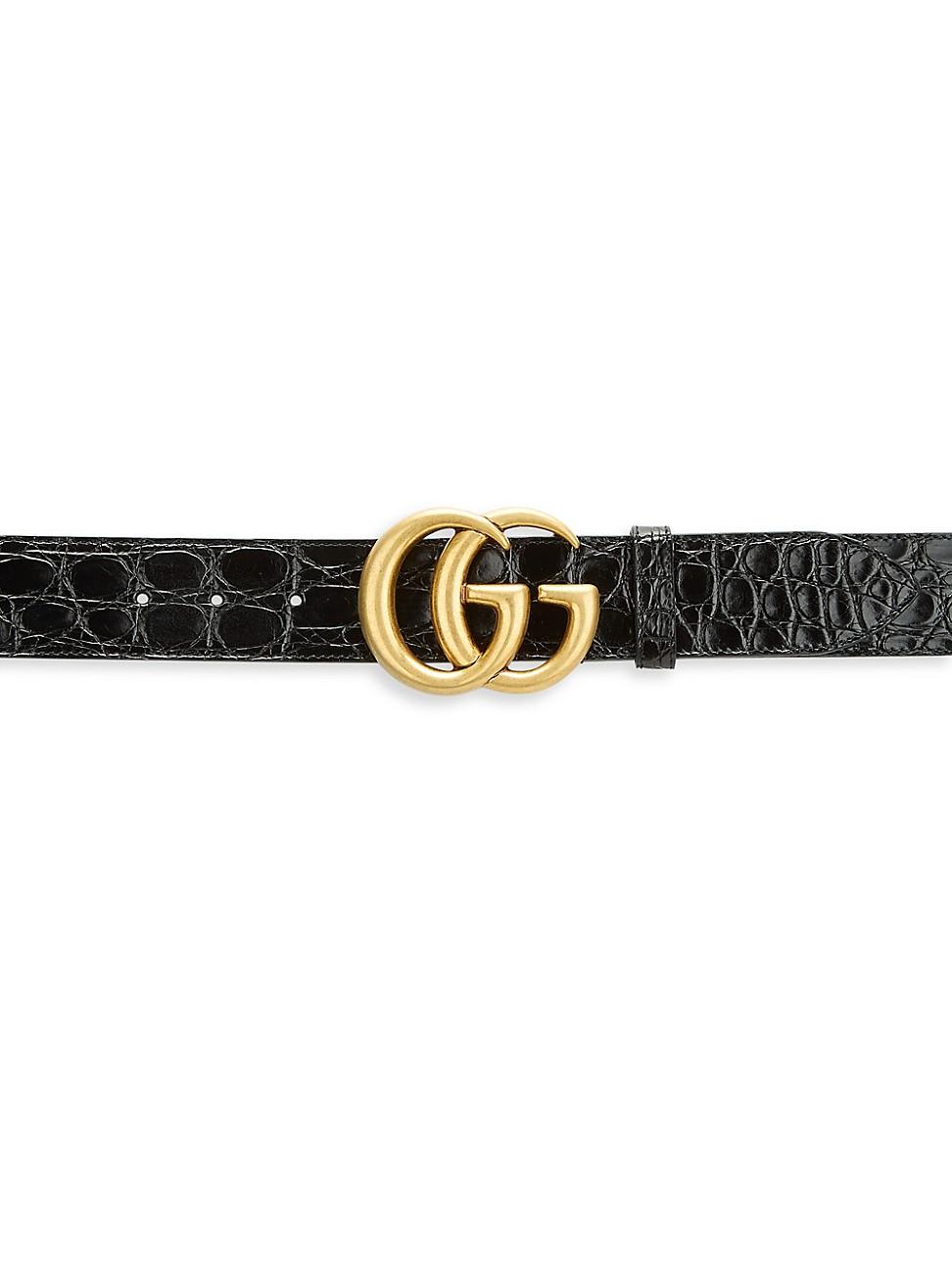 Gucci GG Marmont Crocodile Belt in 