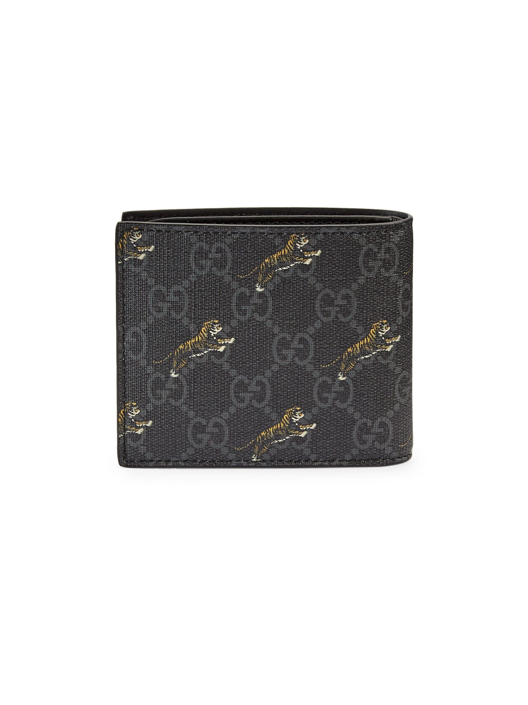 Gucci Canvas GG Coin Wallet With Tiger Print in Black for Men - Lyst