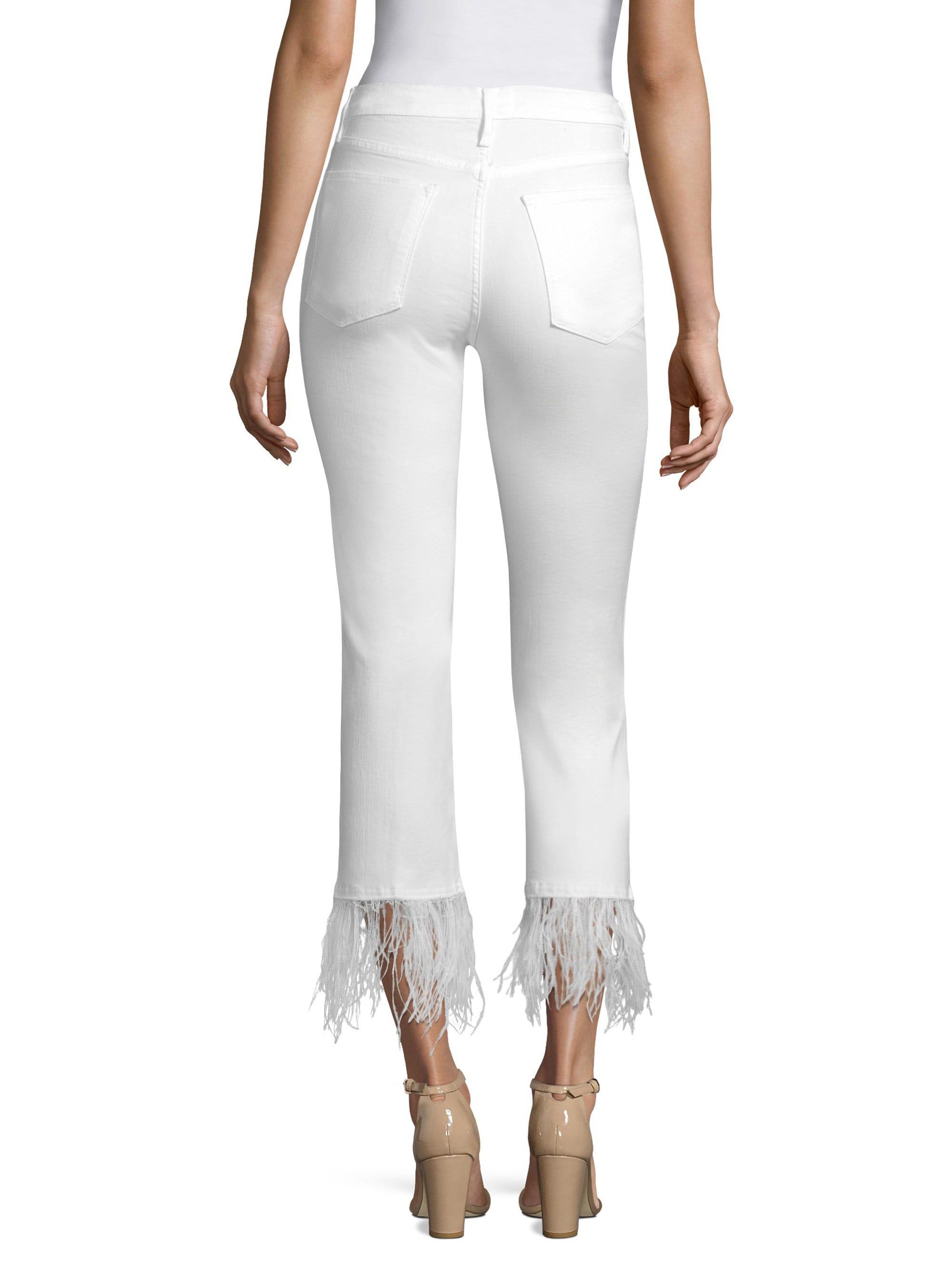 FRAME Denim Le High Straightleg Feather Jeans in White Lyst