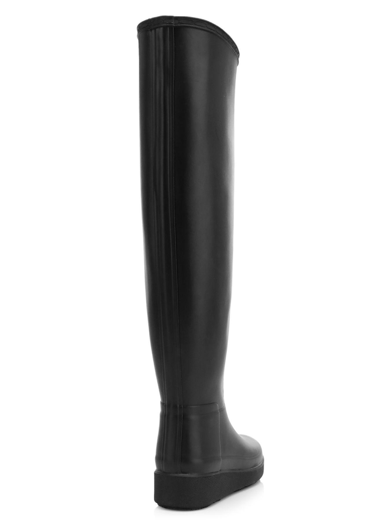 HUNTER Rubber Refined Creeper Tall Rain Boots in Black - Lyst