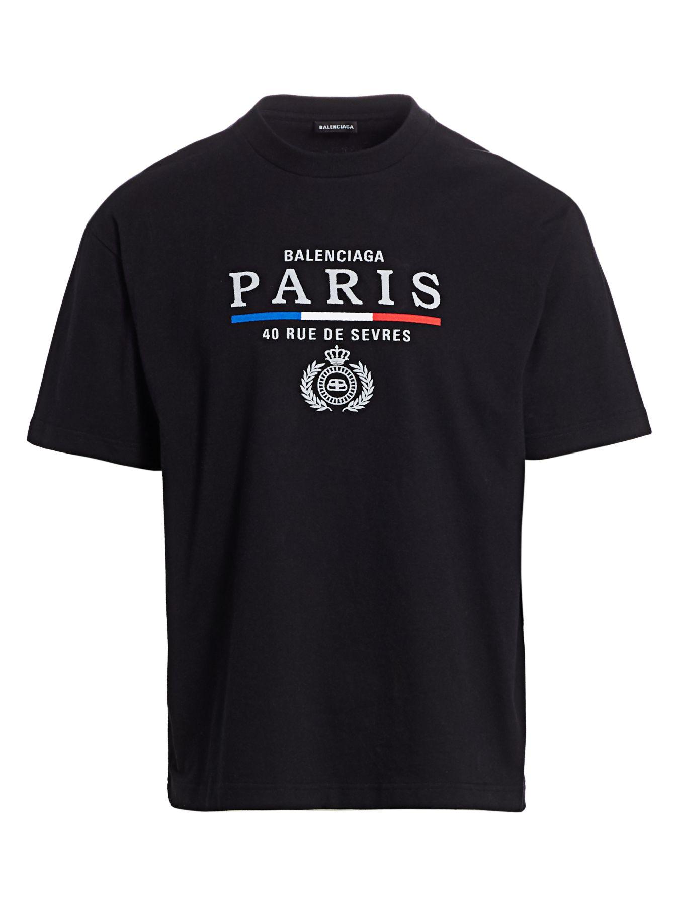 Balenciaga Cotton Men's Paris Flag Crewneck T-shirt in Black for Men ...