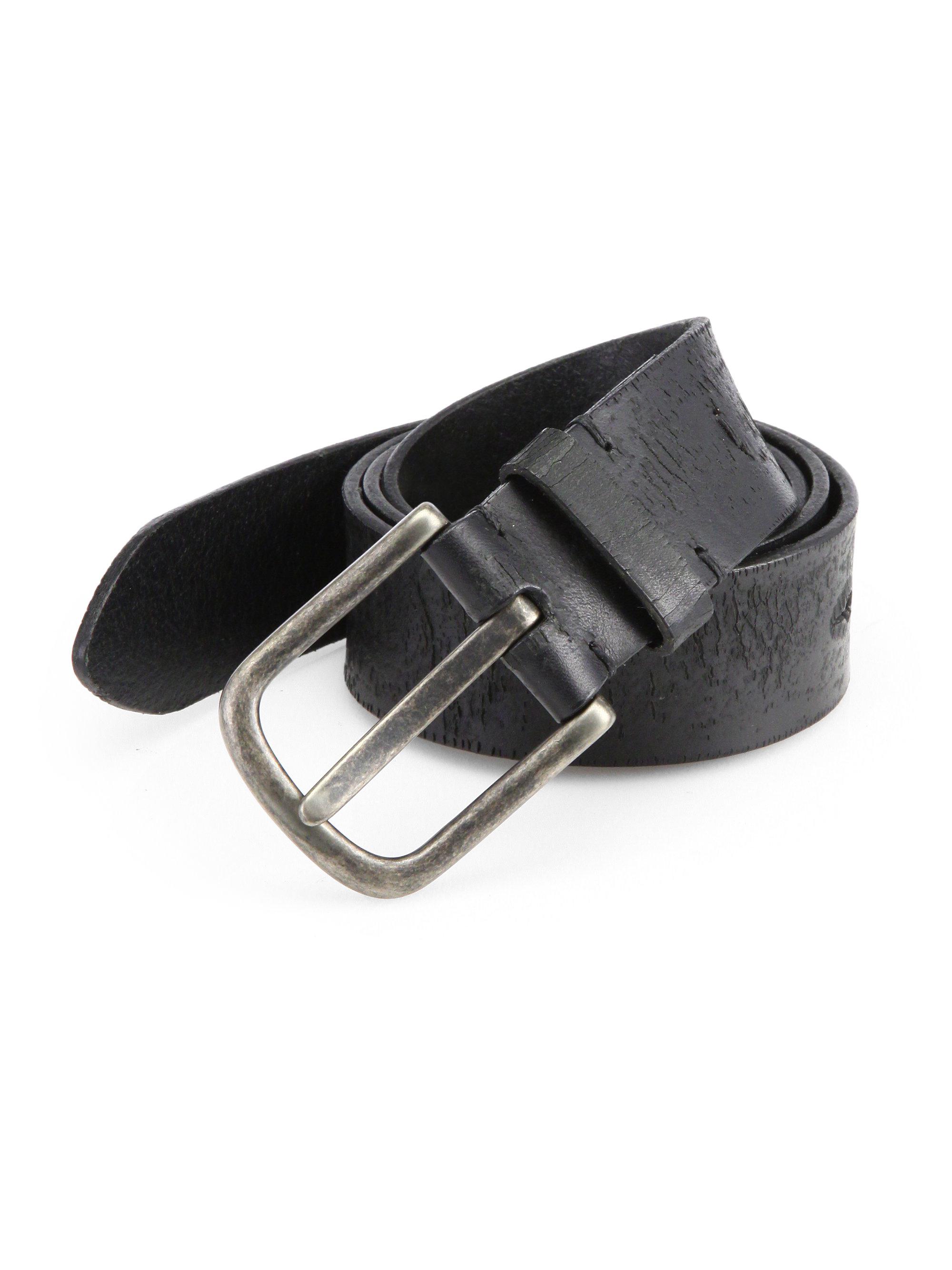 Lyst - Saks Fifth Avenue Distressed Leather Belt in Black for Men