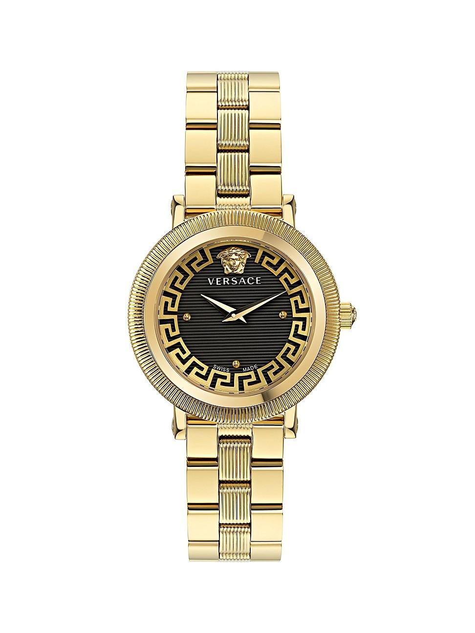 Versace Greca Flourish Ip Yellow Gold Stainless Steel Bracelet Watch