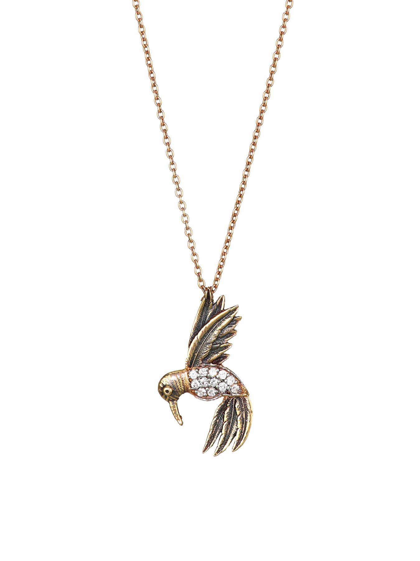 Kismet by Milka 14k Rose Gold & Diamond Bird Pendant Necklace in ...