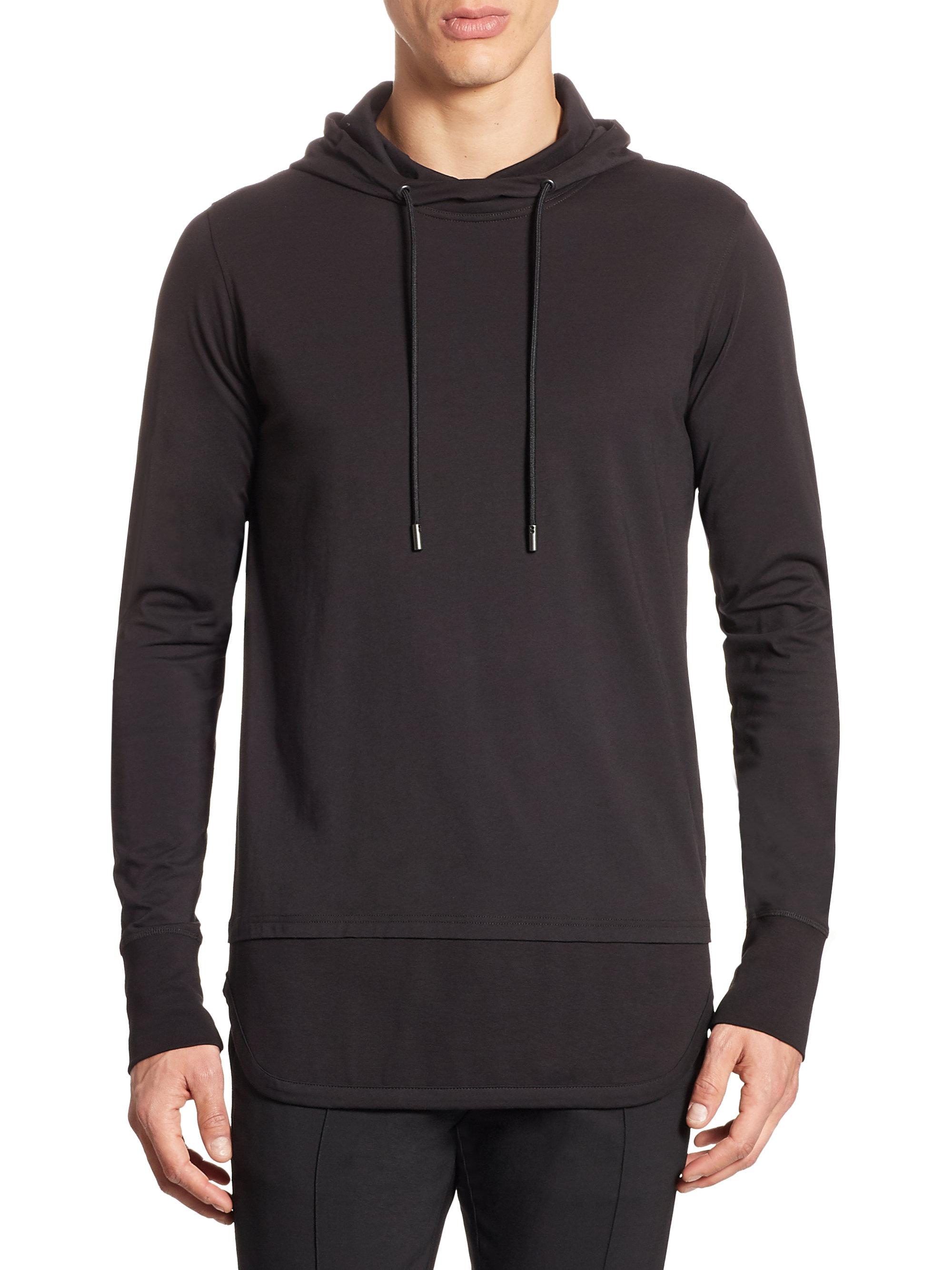 Jersey fabric Slim fit Ribbed sleeve and panel detail Cuffed trims Long sleeve Kangaroo pocket Hood Our model wears a UK M and is cm/6'1'' tall.