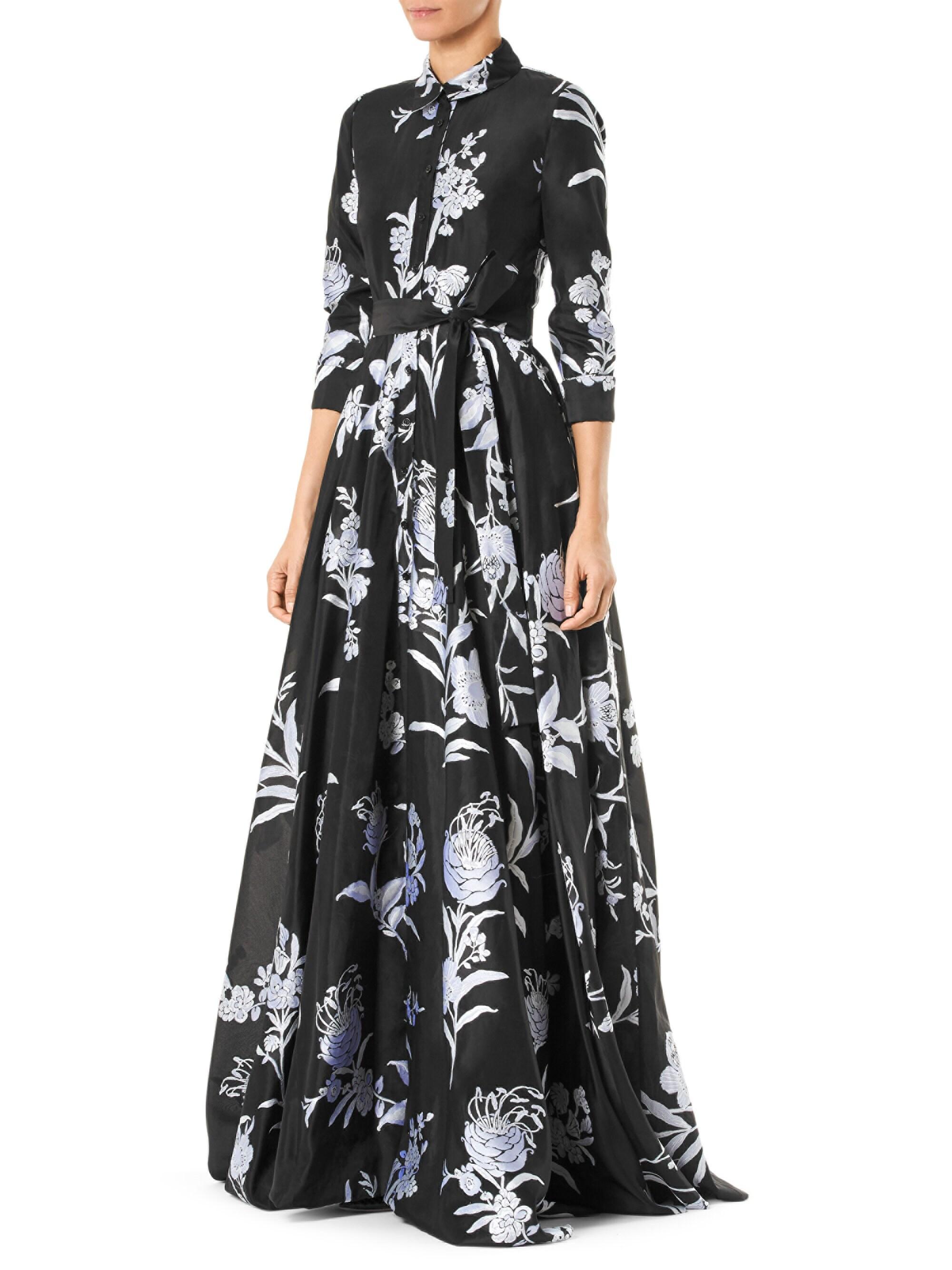 black and white floral gown
