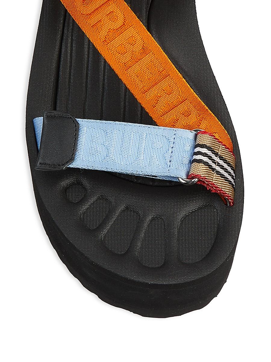 Burberry Patterson Colorblock Logo Flatform Sport Sandals | Lyst