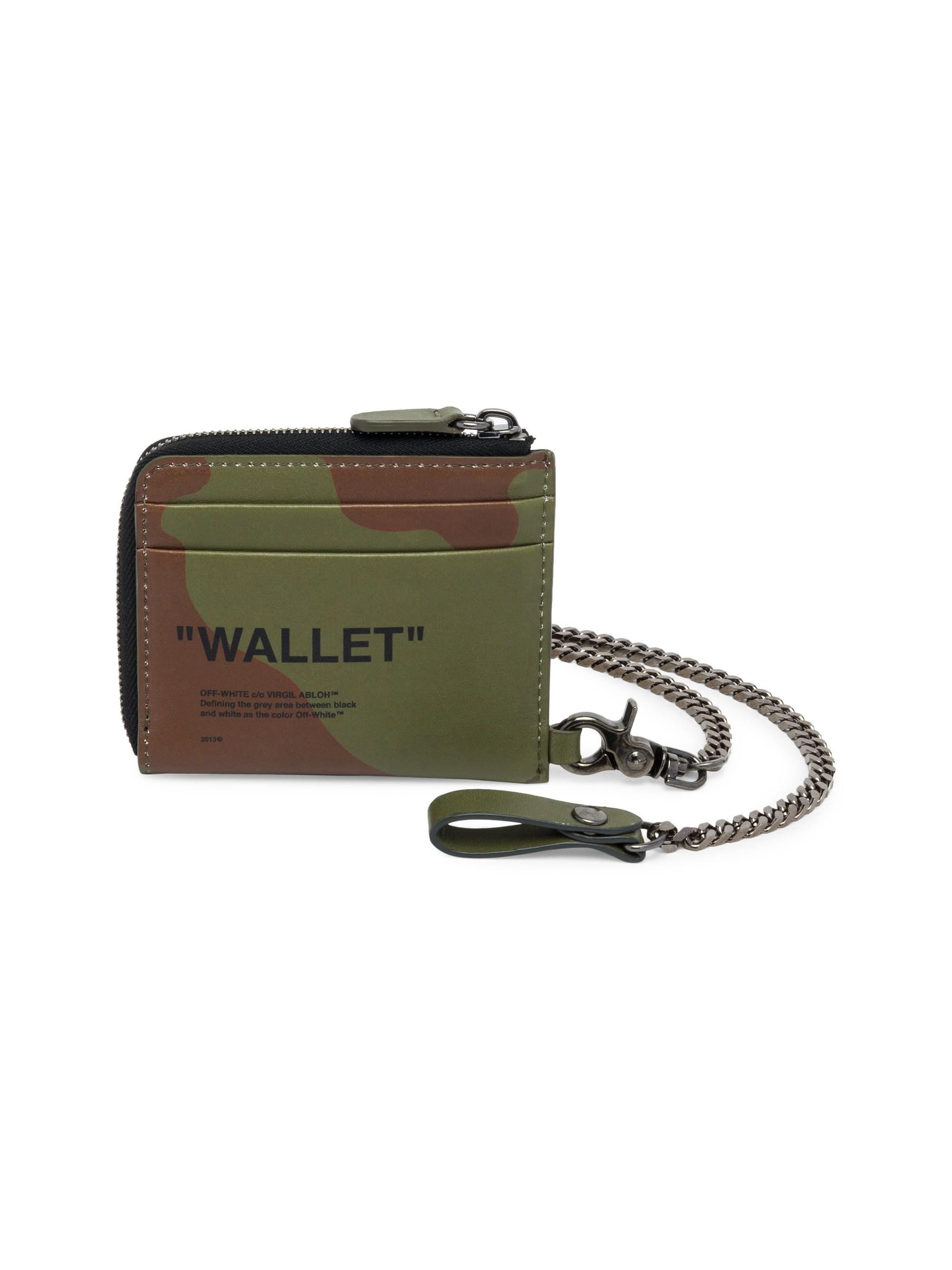 Off-White c/o Virgil Abloh Quote Leather Chain Wallet in Black for Men - Lyst