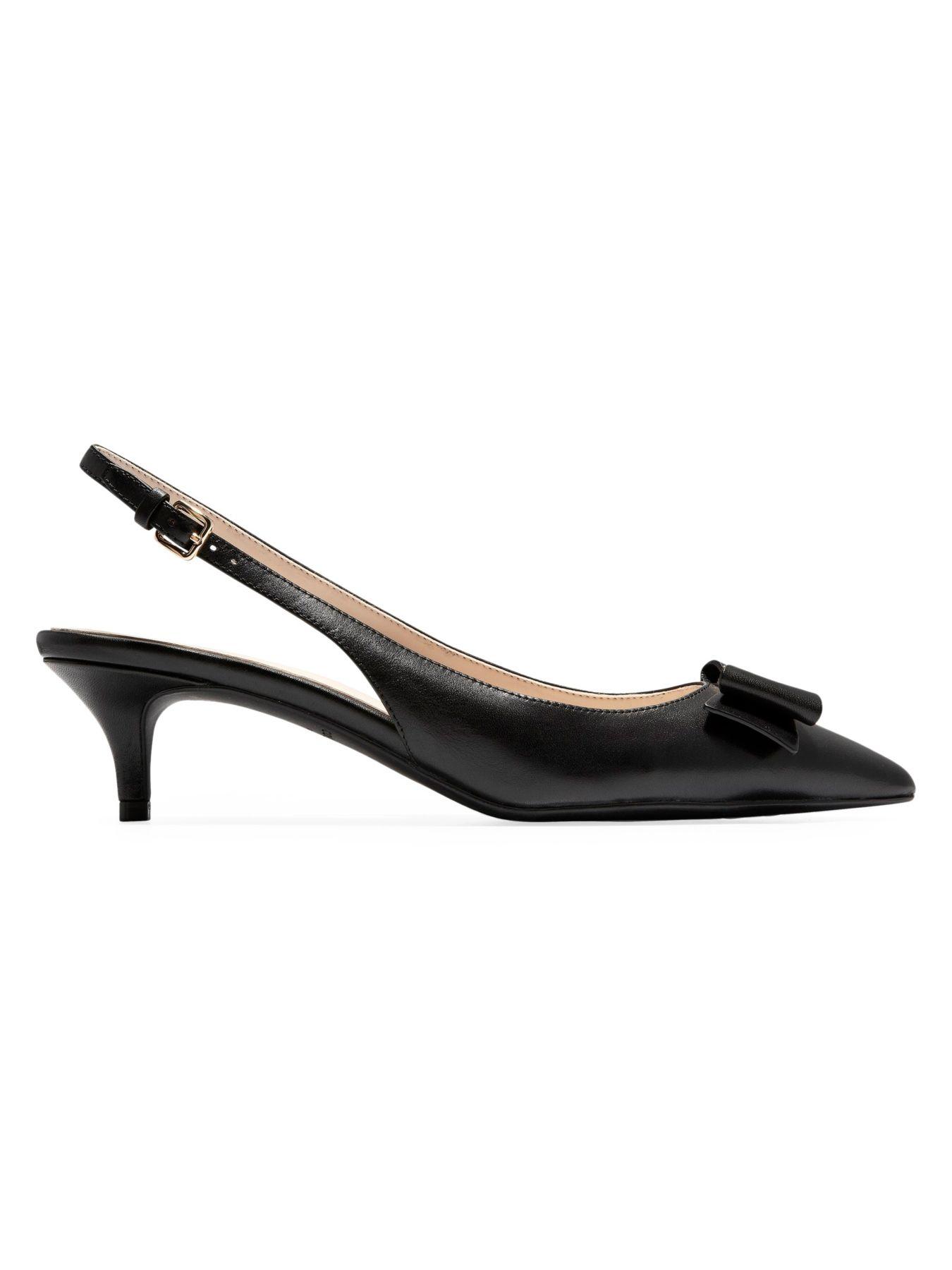 Cole Haan Tali Bow Leather Slingback Pumps in Black - Lyst