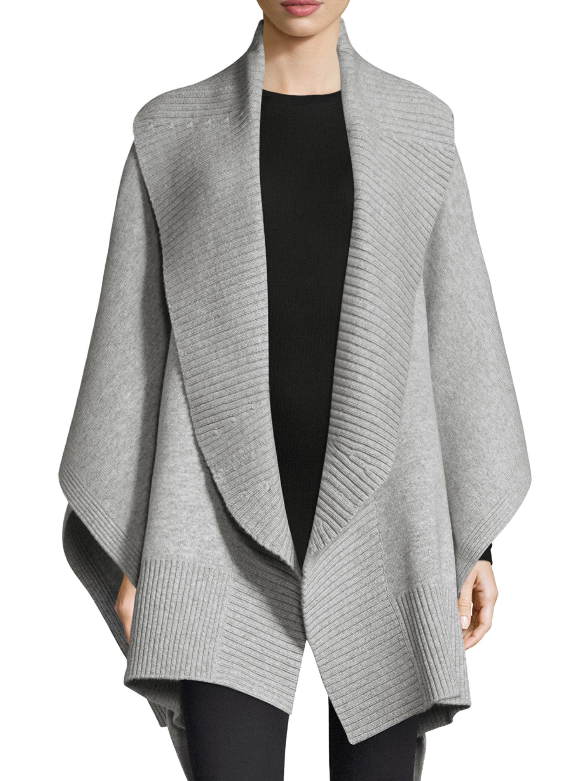 Burberry Wool Ruffle Collar Poncho in Grey (Gray) - Lyst