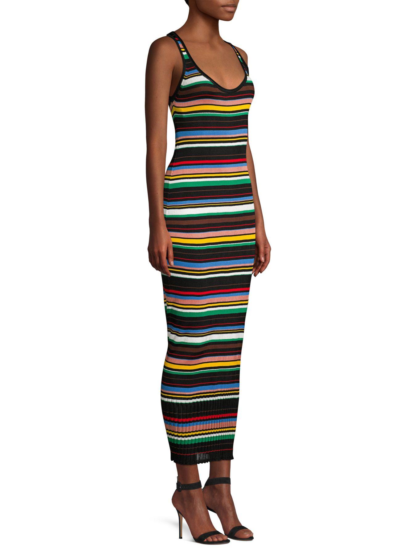 M Missoni Synthetic Multicolor Striped Long Tank Dress in Black Pattern