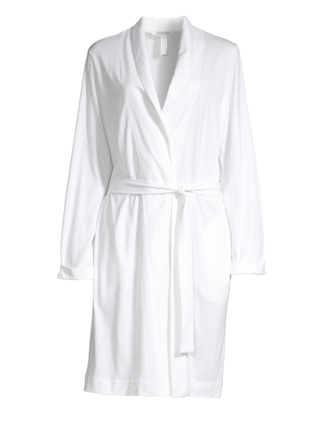 Hanro Cotton Robe in White - Lyst