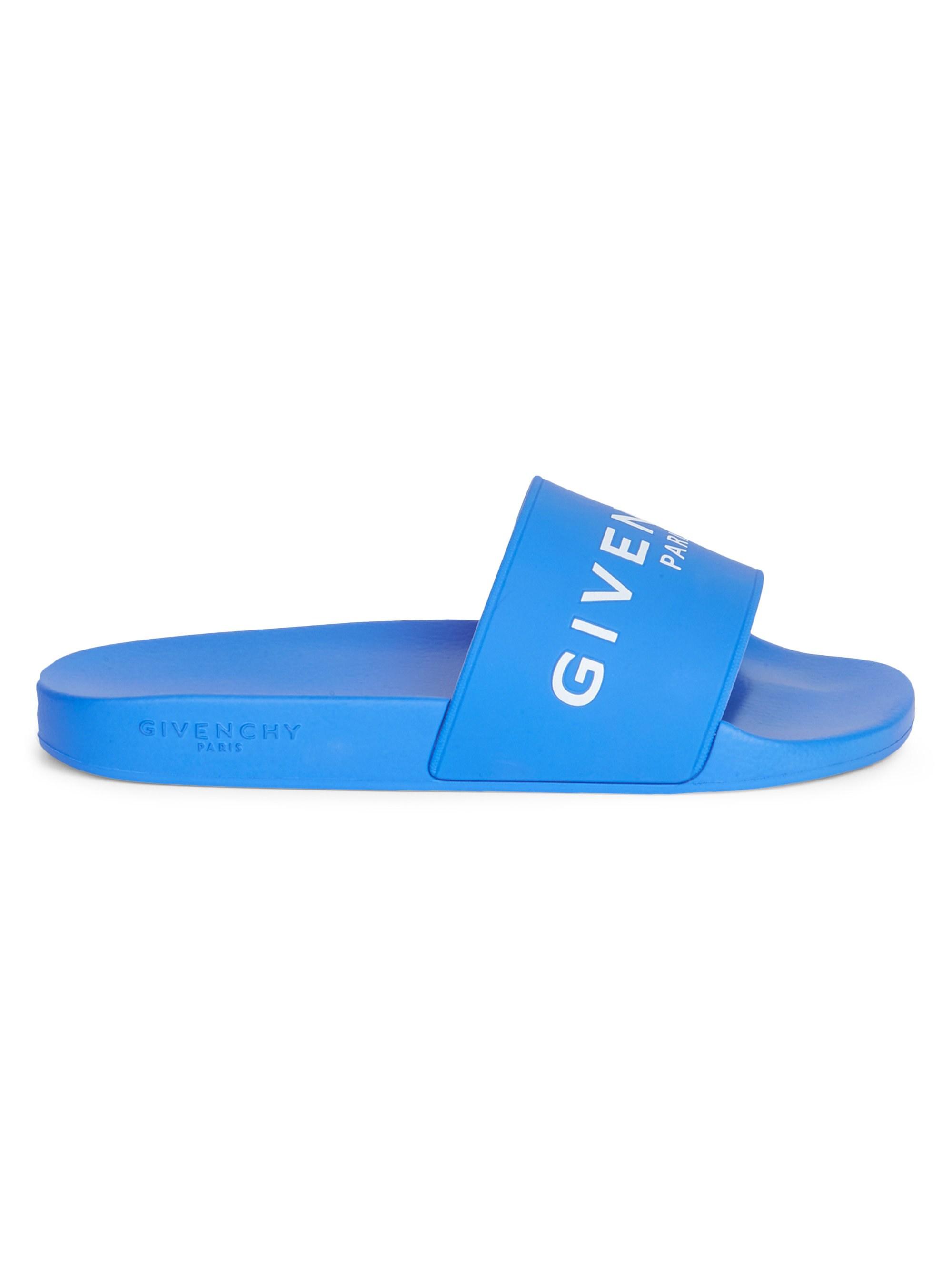 Givenchy Logo Slides in Electric Blue 