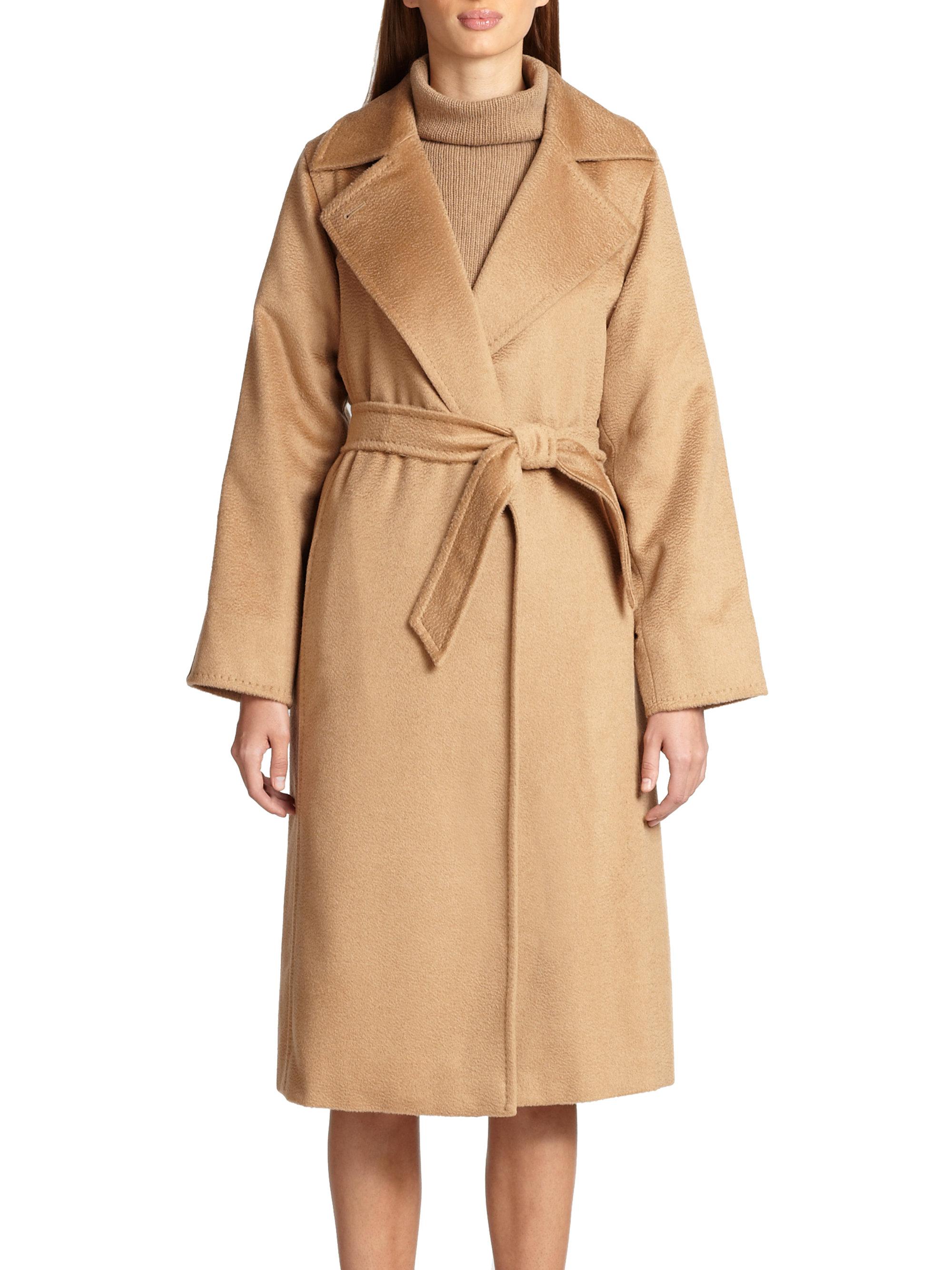 Lyst - Max Mara Manuel Camel Hair Wrap Coat in Brown