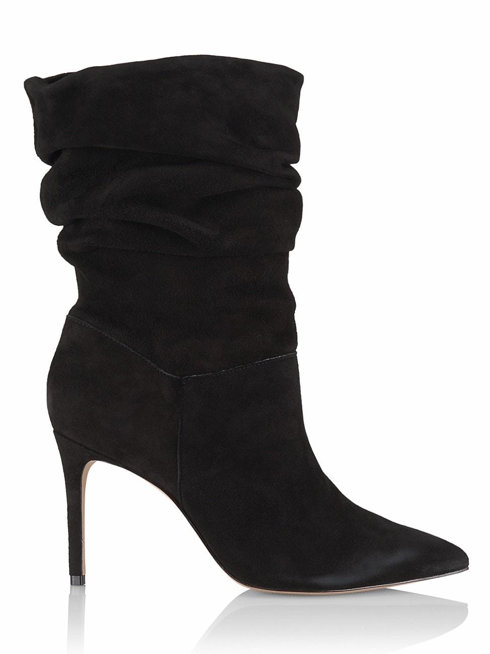 Schutz Ashlee Nubuck High-heel Boots in Black | Lyst