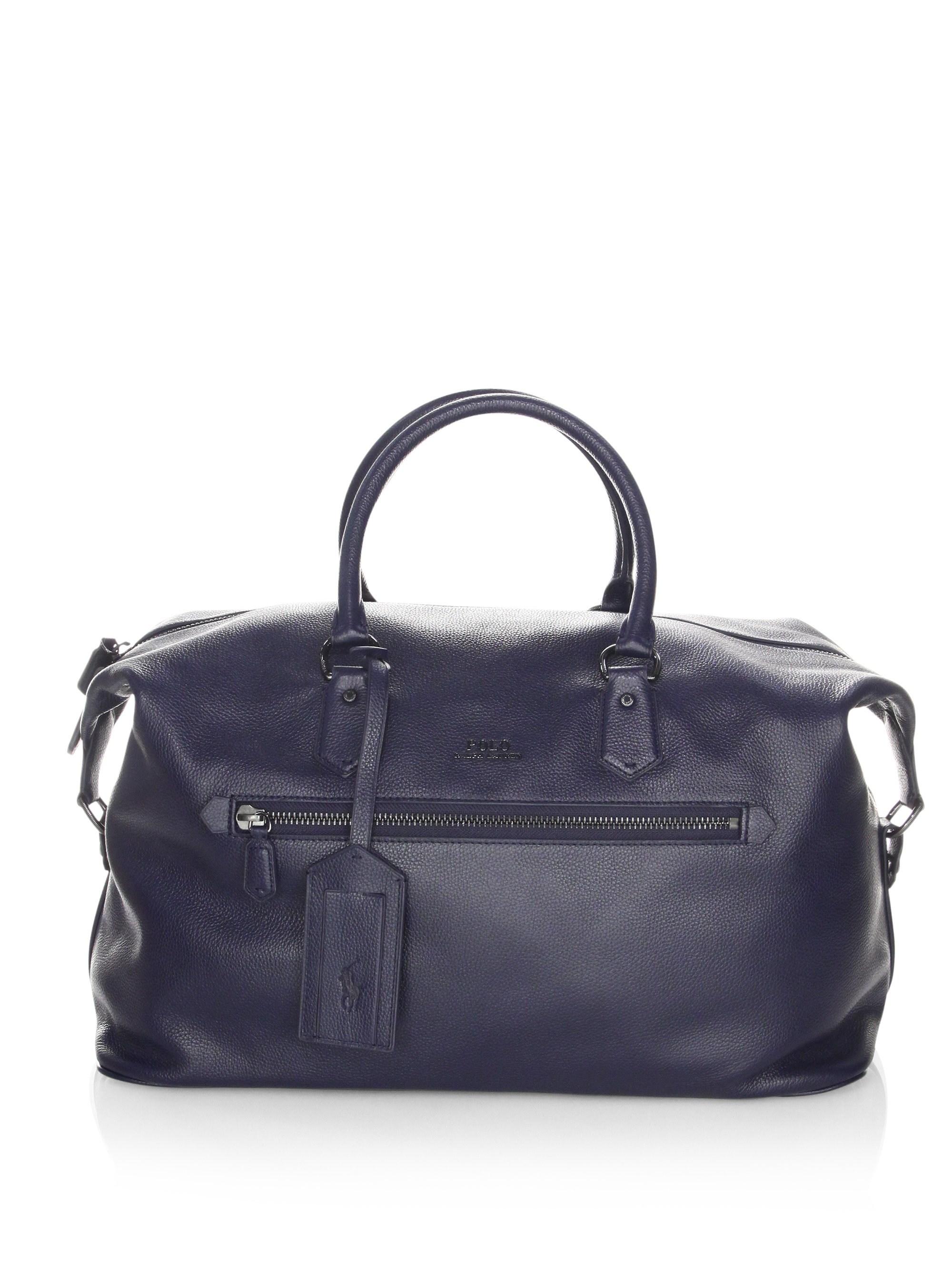Polo Ralph Lauren Men&#39;s Pebbled Leather Duffle Bag - Blue for Men - Lyst