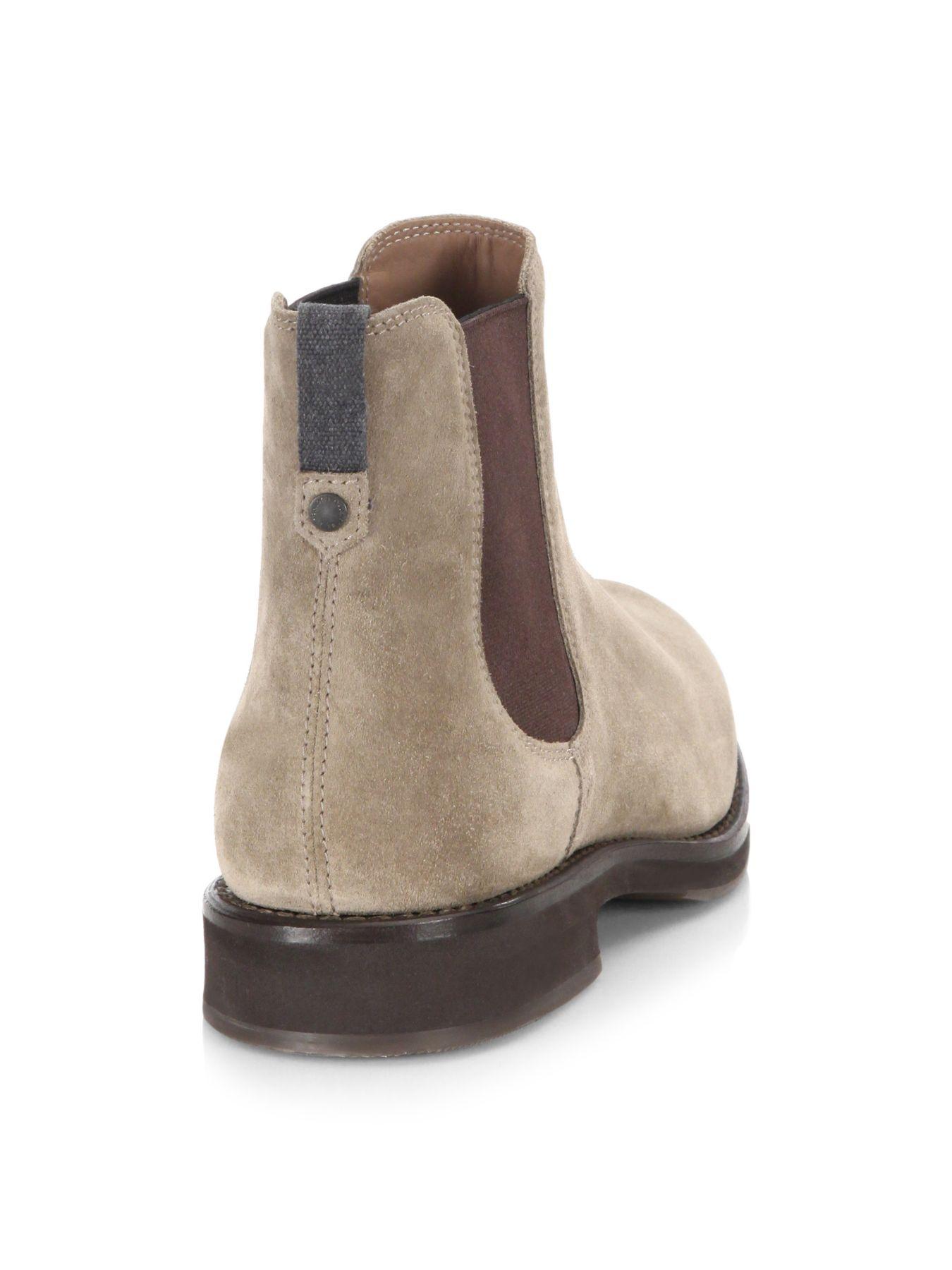 Brunello Cucinelli Two-tone Suede Chelsea Boots in Mushroom (Brown) for Men - Lyst