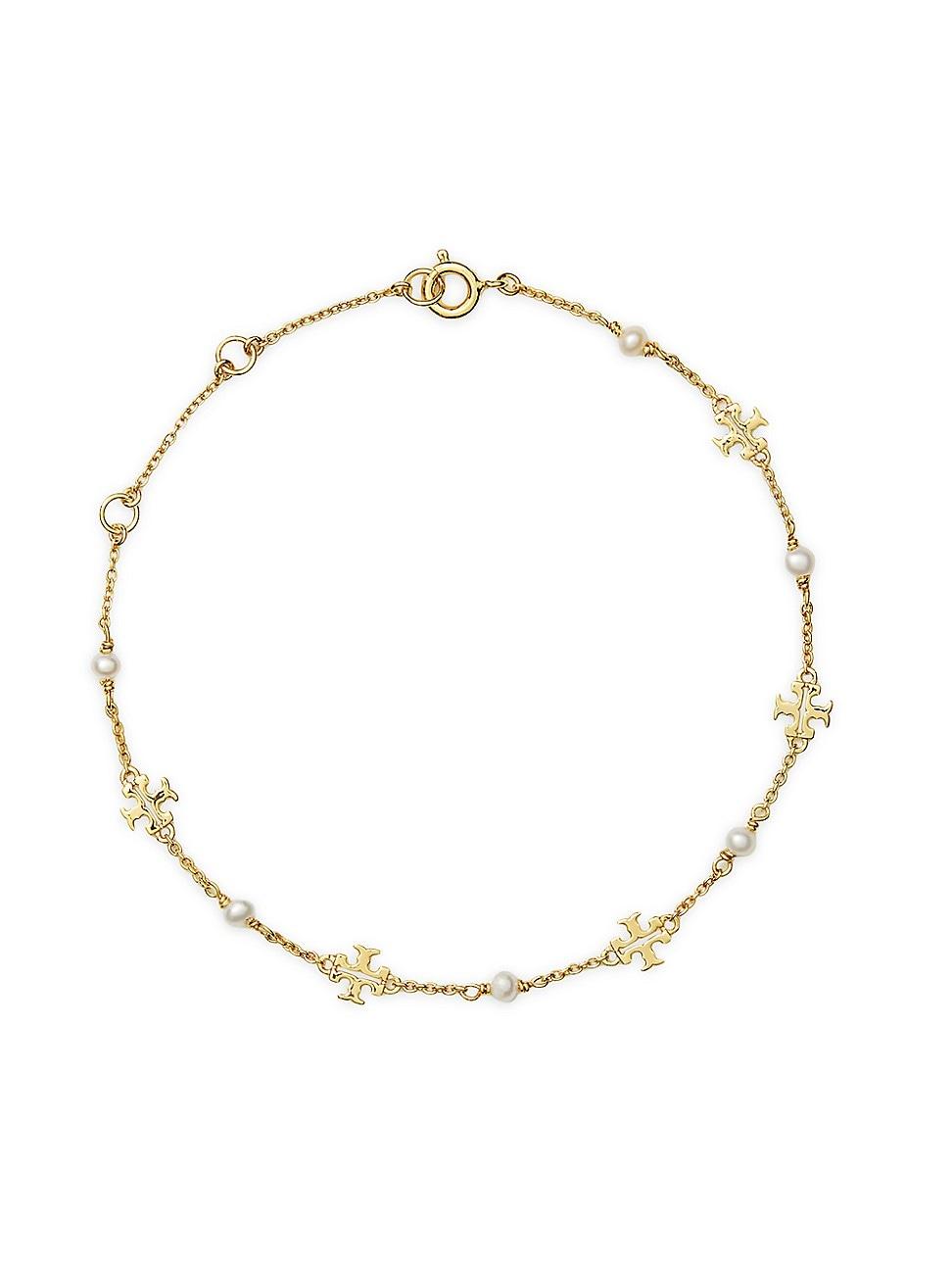 Tory Burch Kira 18kgoldplated & Cultured Pearl Bracelet in Metallic