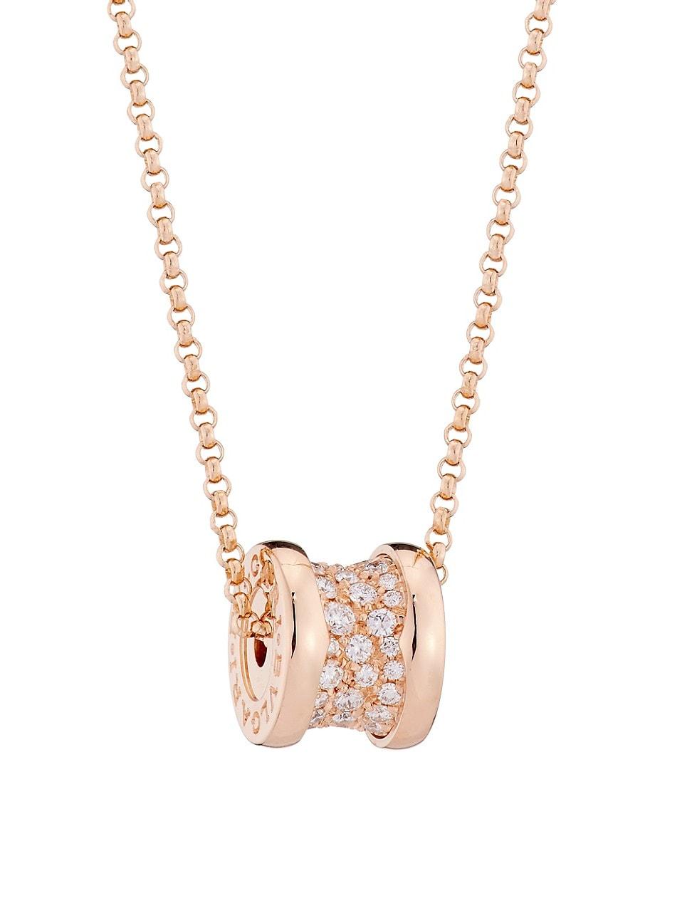 Bvlgari B Zero1 18k Rose Gold Pave Diamond Necklace In Metallic Lyst Bvlgari B Zero1 18k Rose Gold Pave Diamond Necklace In Metallic Lyst
