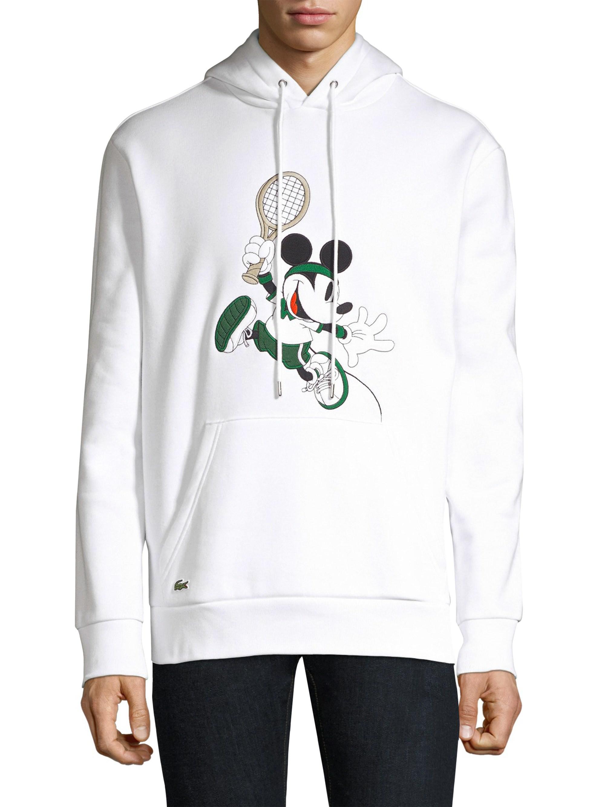 Lacoste Mickey Mouse Pullover Hoodie in White for Men - Lyst