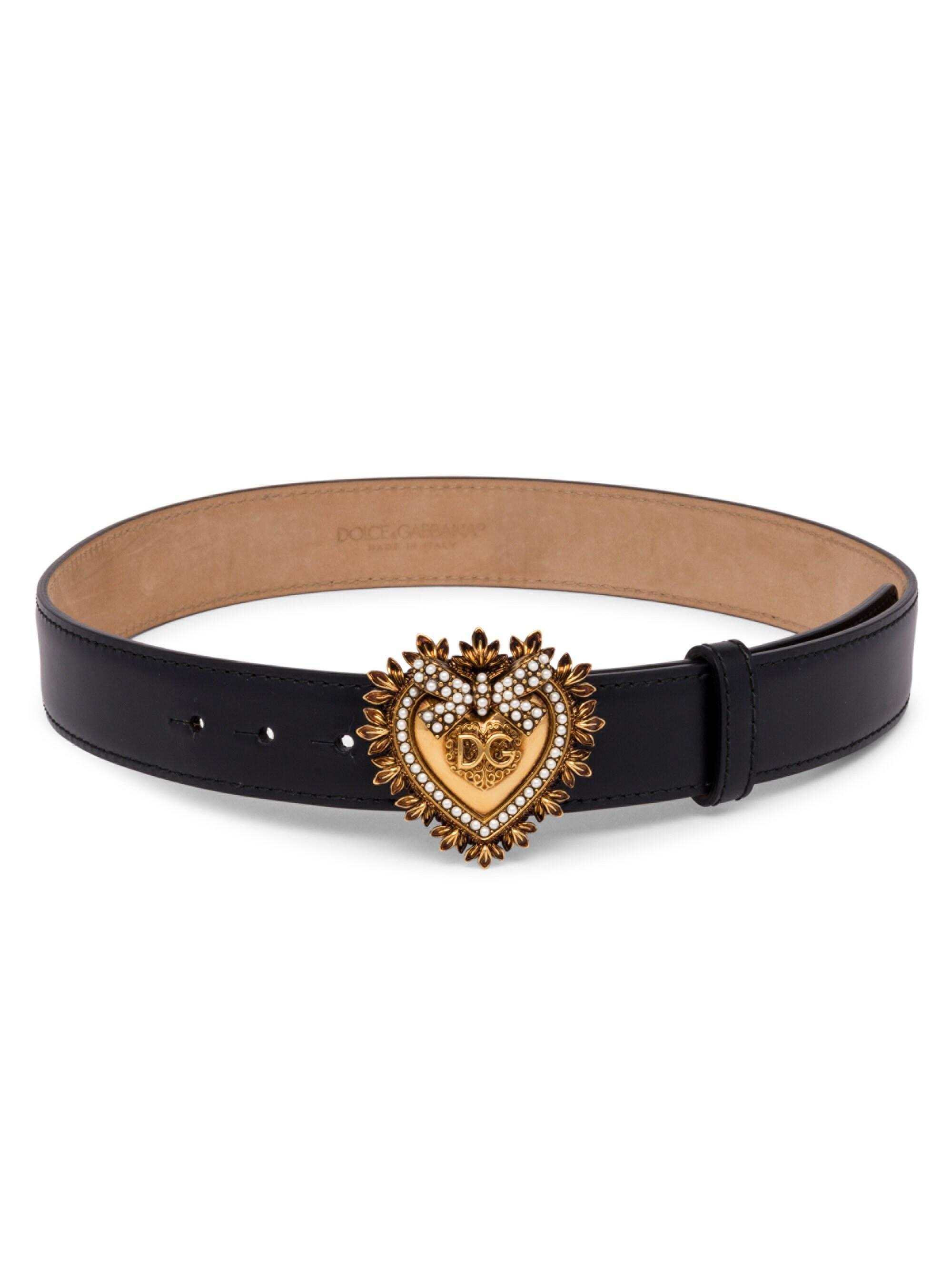 Dolce & Gabbana Devotion Heart Leather Belt in Black for Men - Lyst