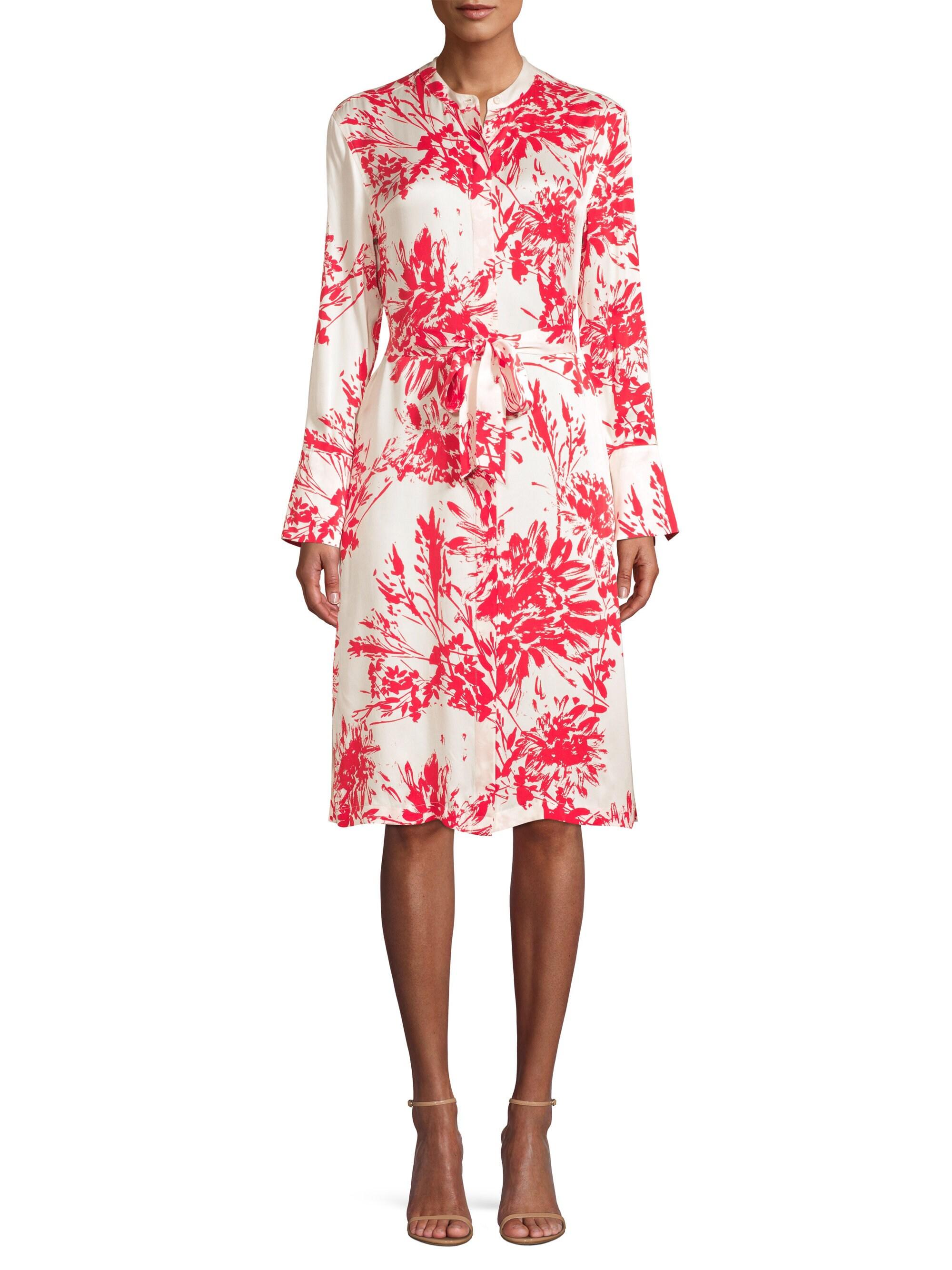 Equipment Floral Print Roseabelle Silk Dress in Red | Lyst