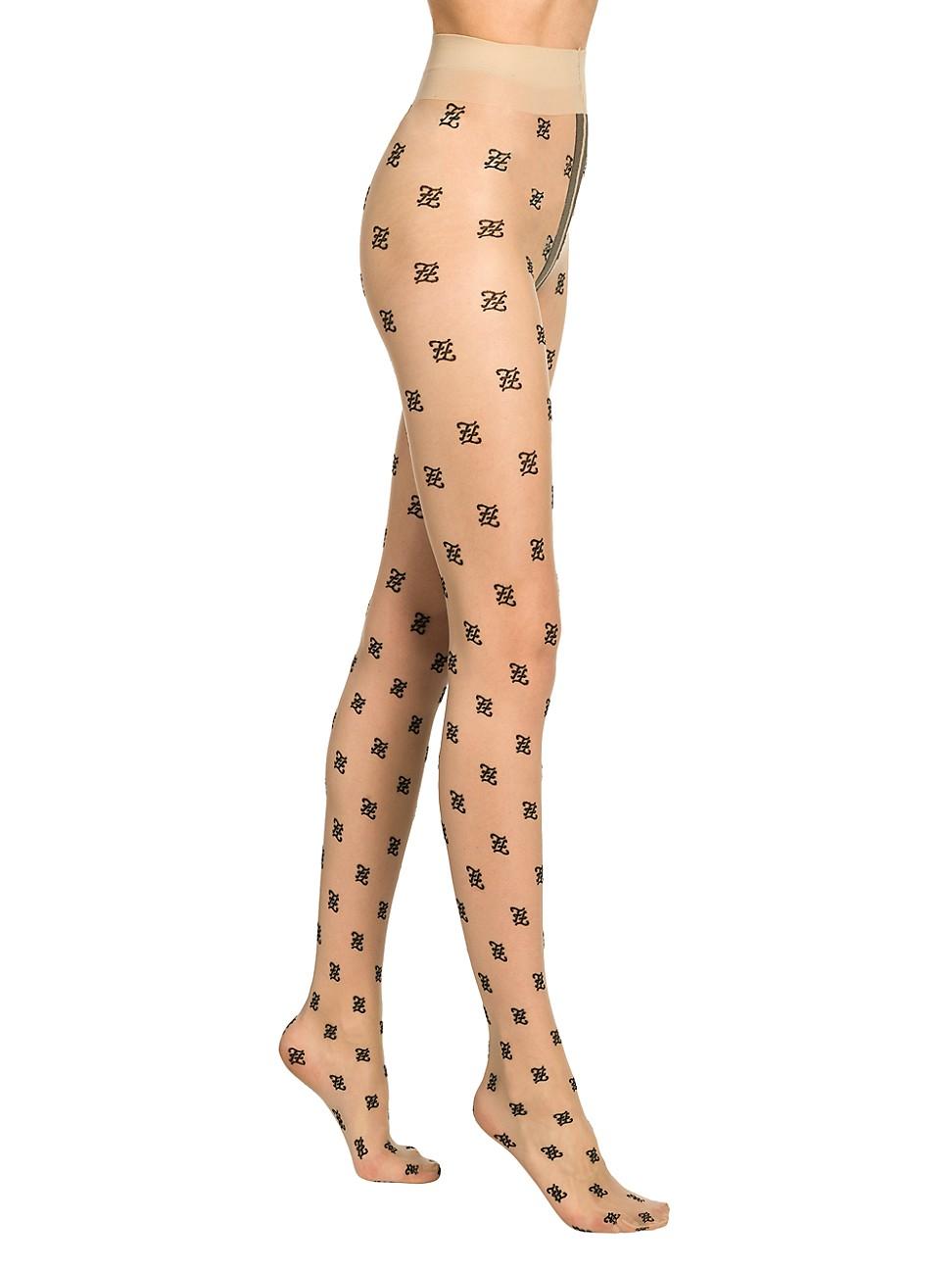 Fendi Synthetic Karligraphy Motif Tights in Nude (Natural) | Lyst