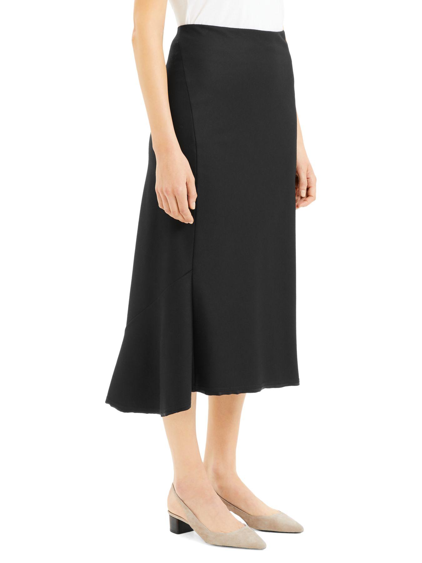 Theory Midi Bias-cut Virgin Wool Skirt in Black - Lyst
