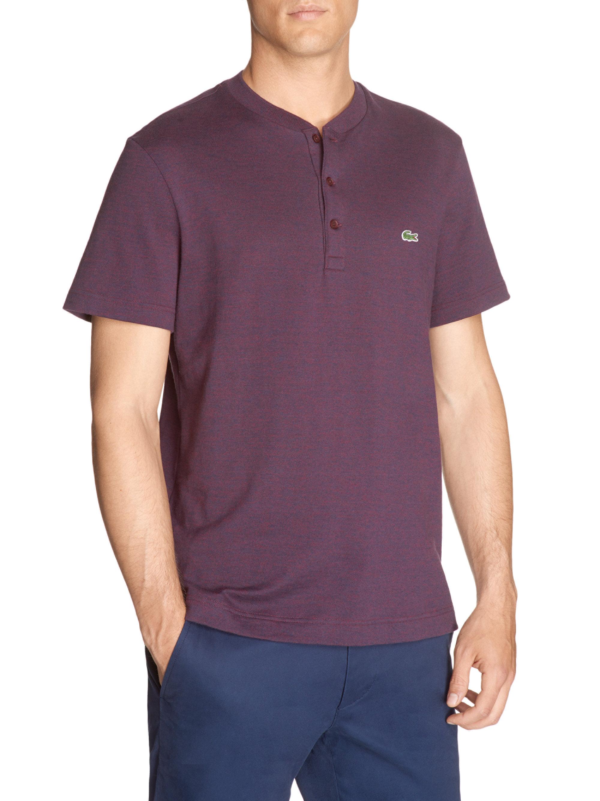 Lacoste Cotton Classic Henley in Purple for Men - Lyst