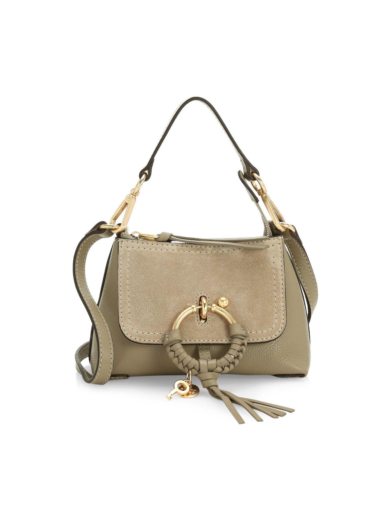 See By Chloé Mini Joan Suede & Pebbled Leather Hobo Bag in Gray - Lyst