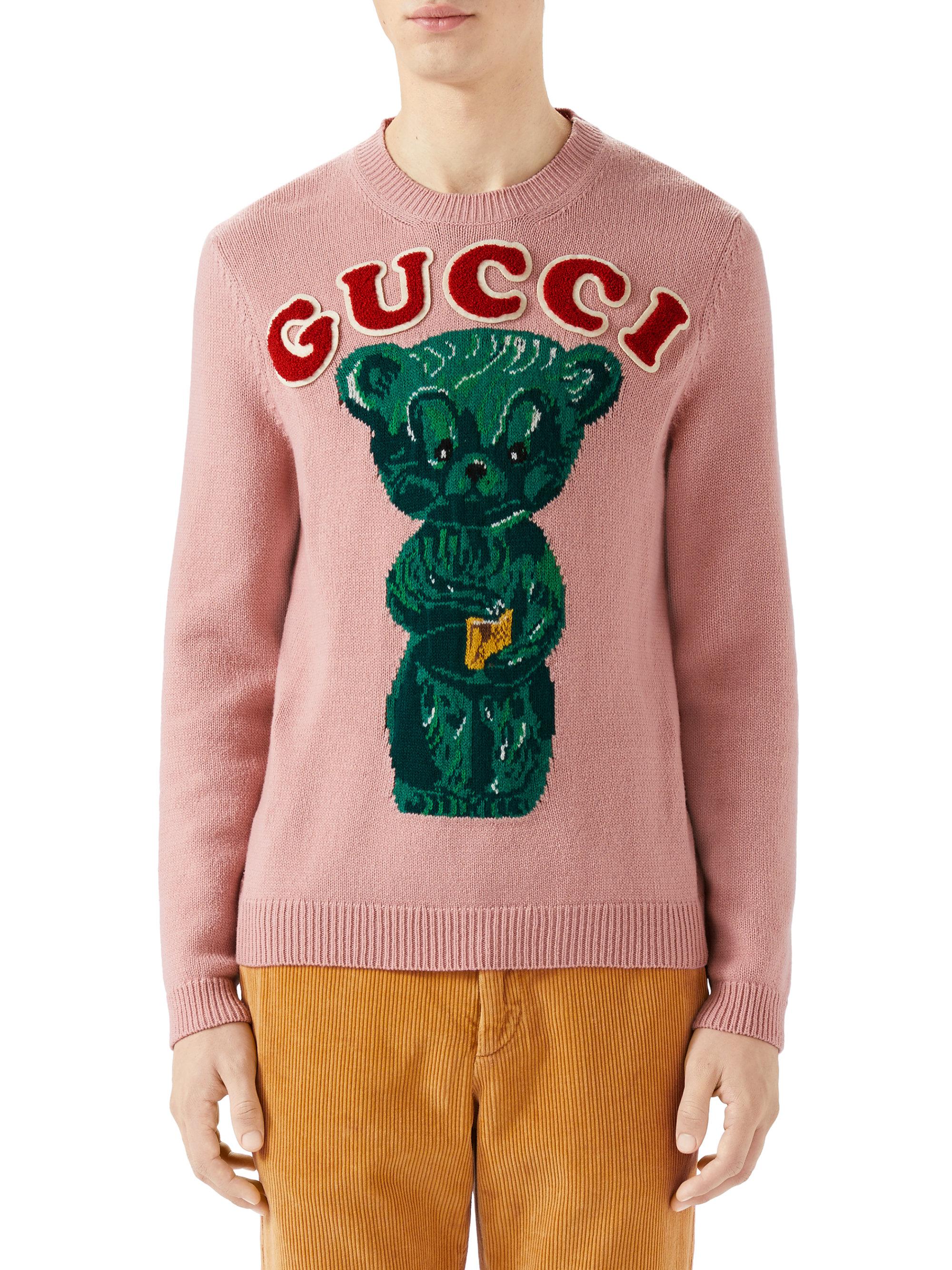 gucci sweater with green bear