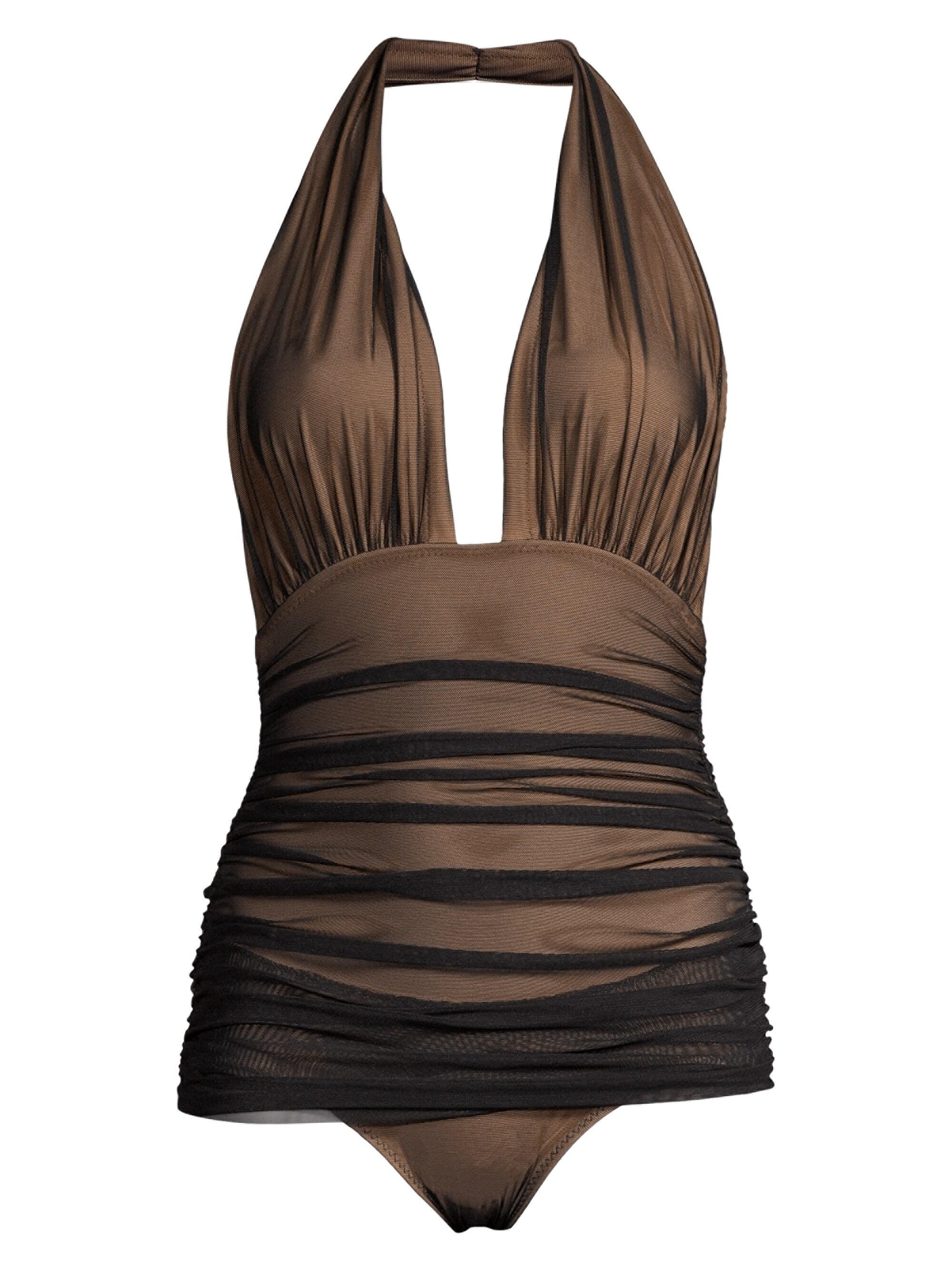 Norma Kamali Women's Mesh One-piece Halter Swimsuit - Black Mesh in ...