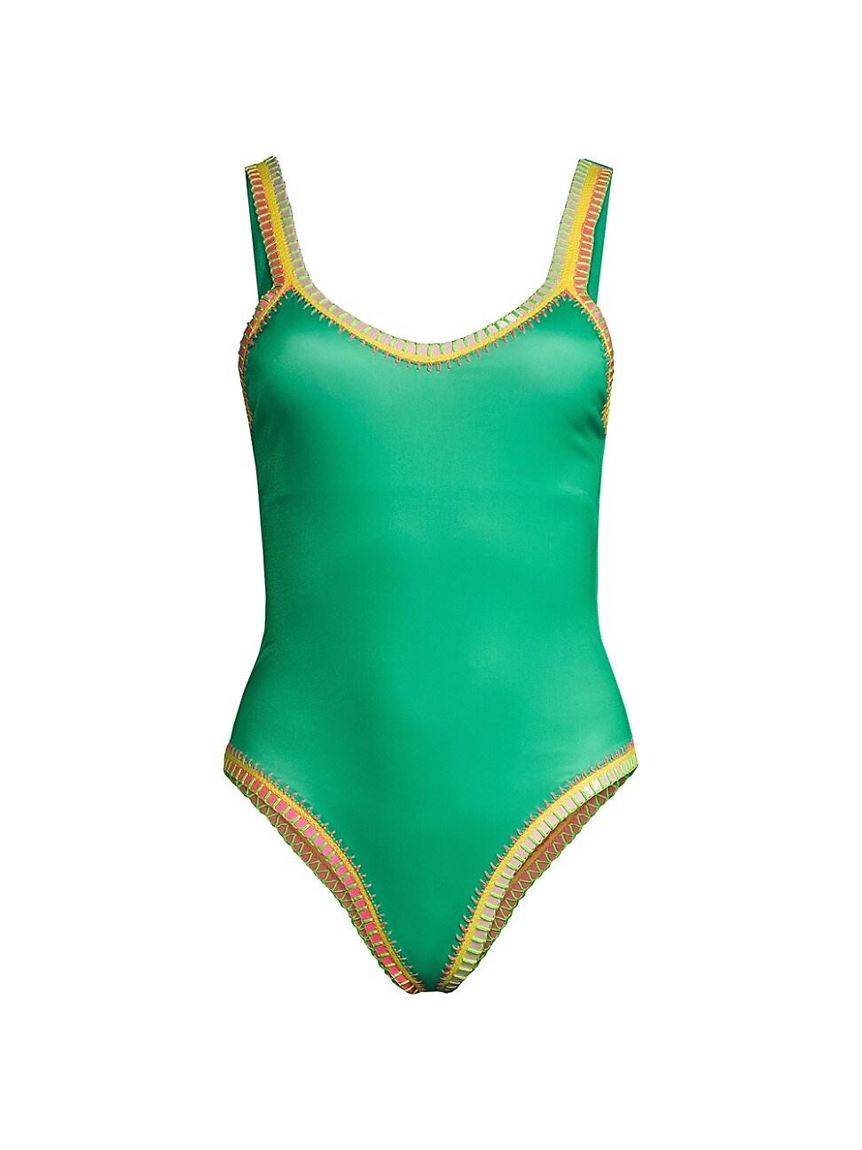 PQ Swim Platinum Crochettrimmed Onepiece Swimsuit in Green Lyst