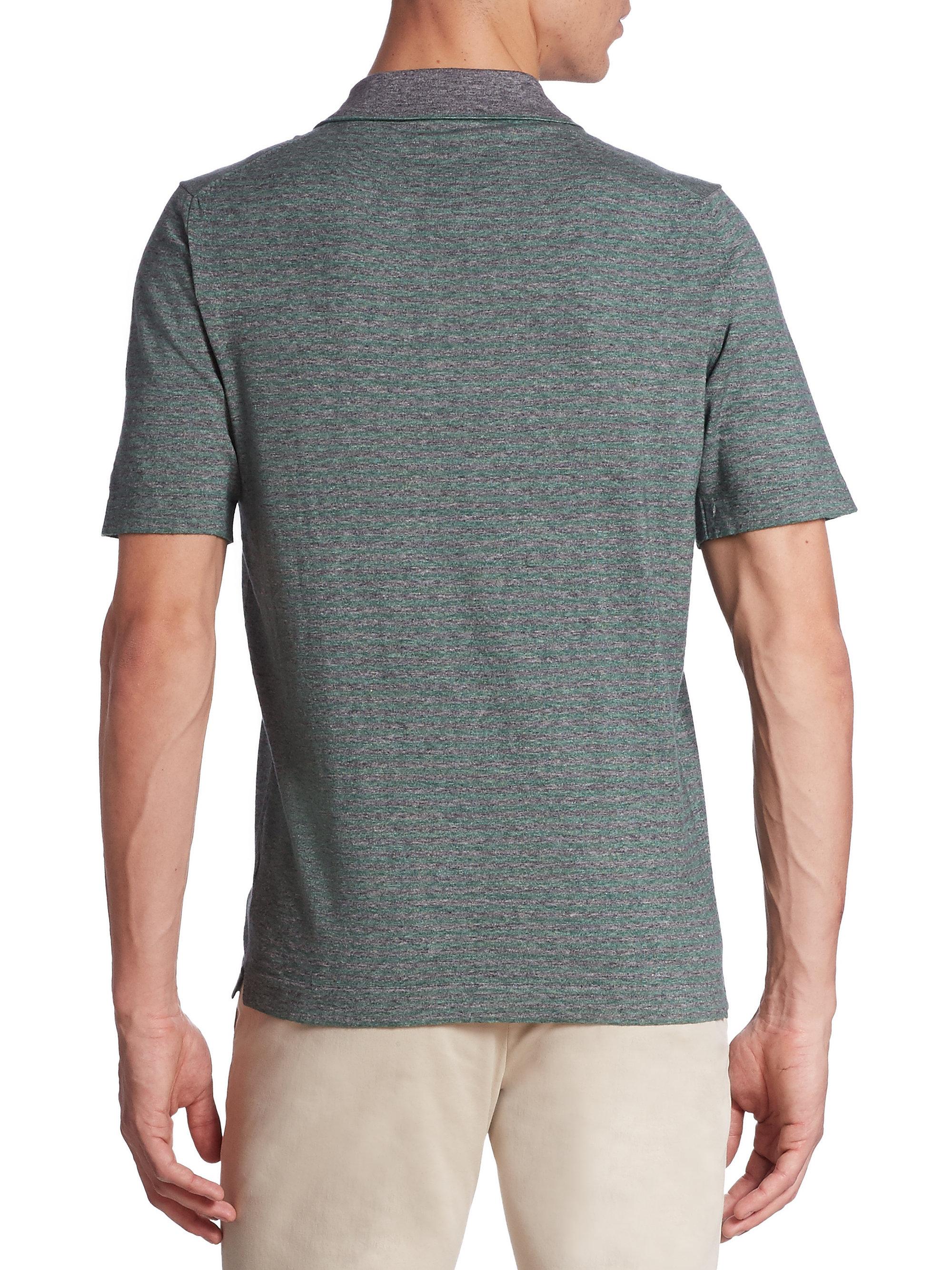 Download Saks Fifth Avenue Cotton Heathered Short Sleeve Polo in ...