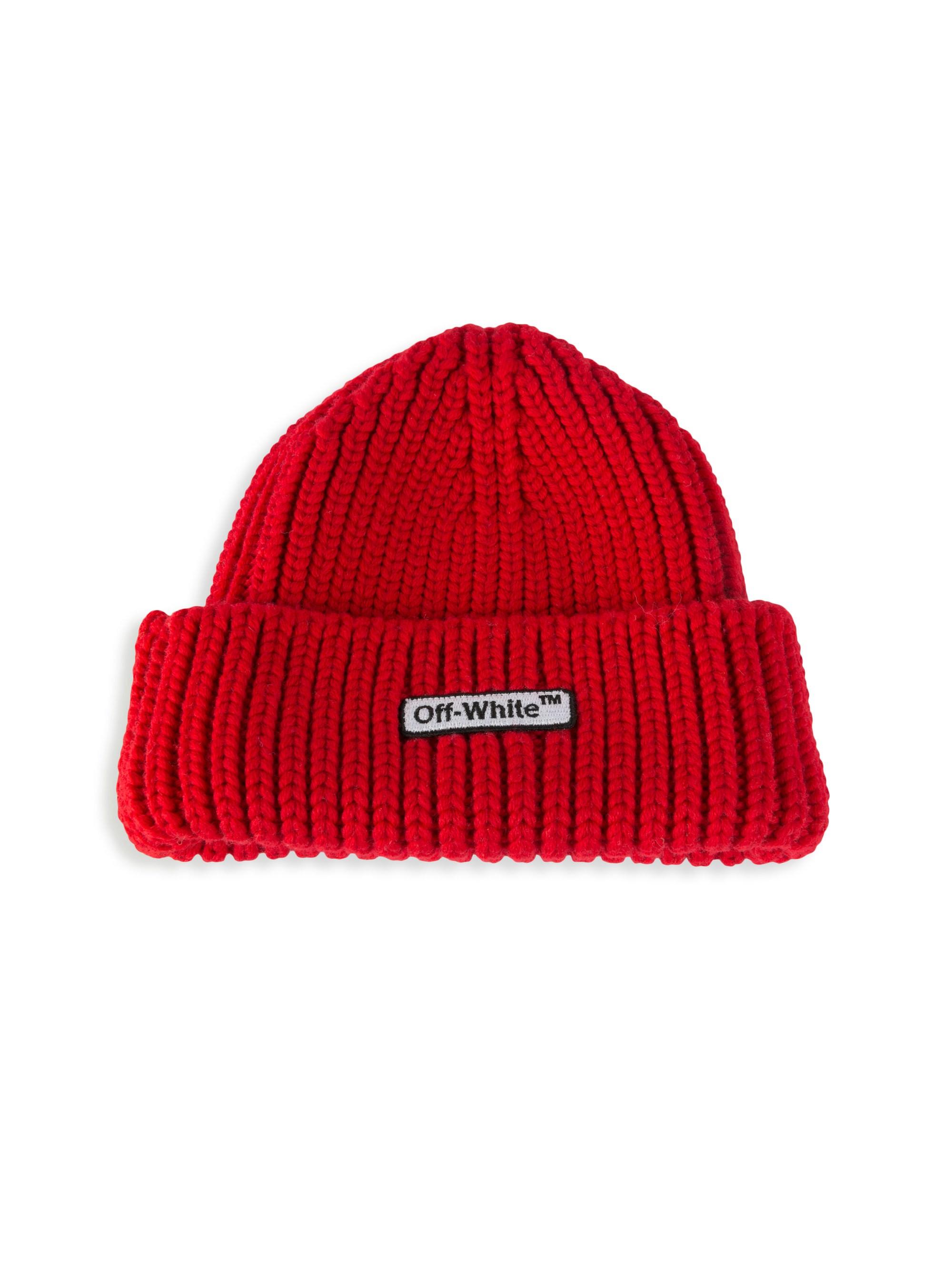 Off-White c/o Virgil Abloh Wool Patch Beanie in Red for Men | Lyst