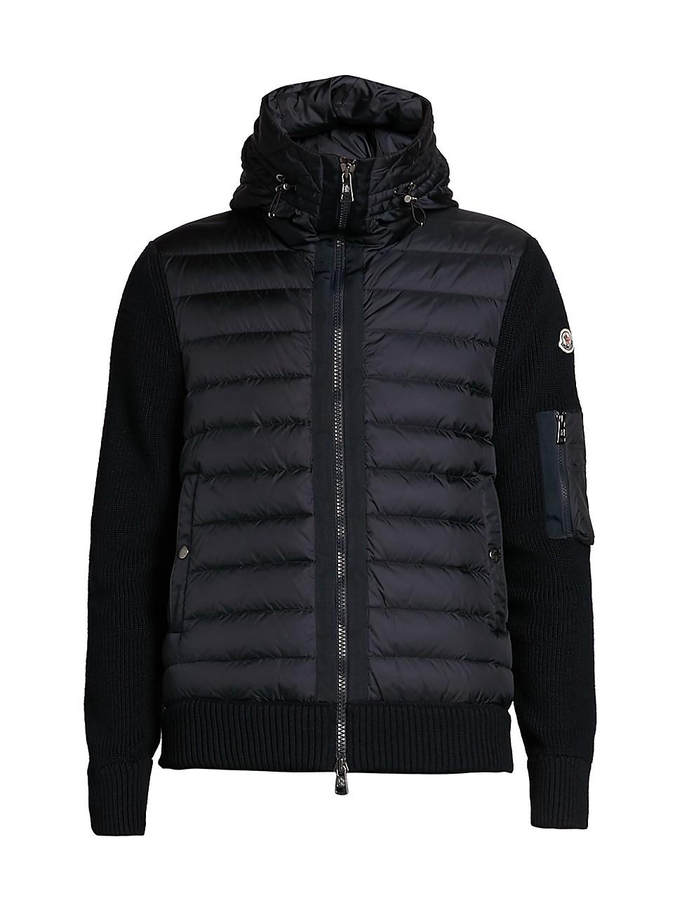 Moncler Wool-blend Knit-sleeve Quilted Jacket in Navy (Blue) for Men - Lyst