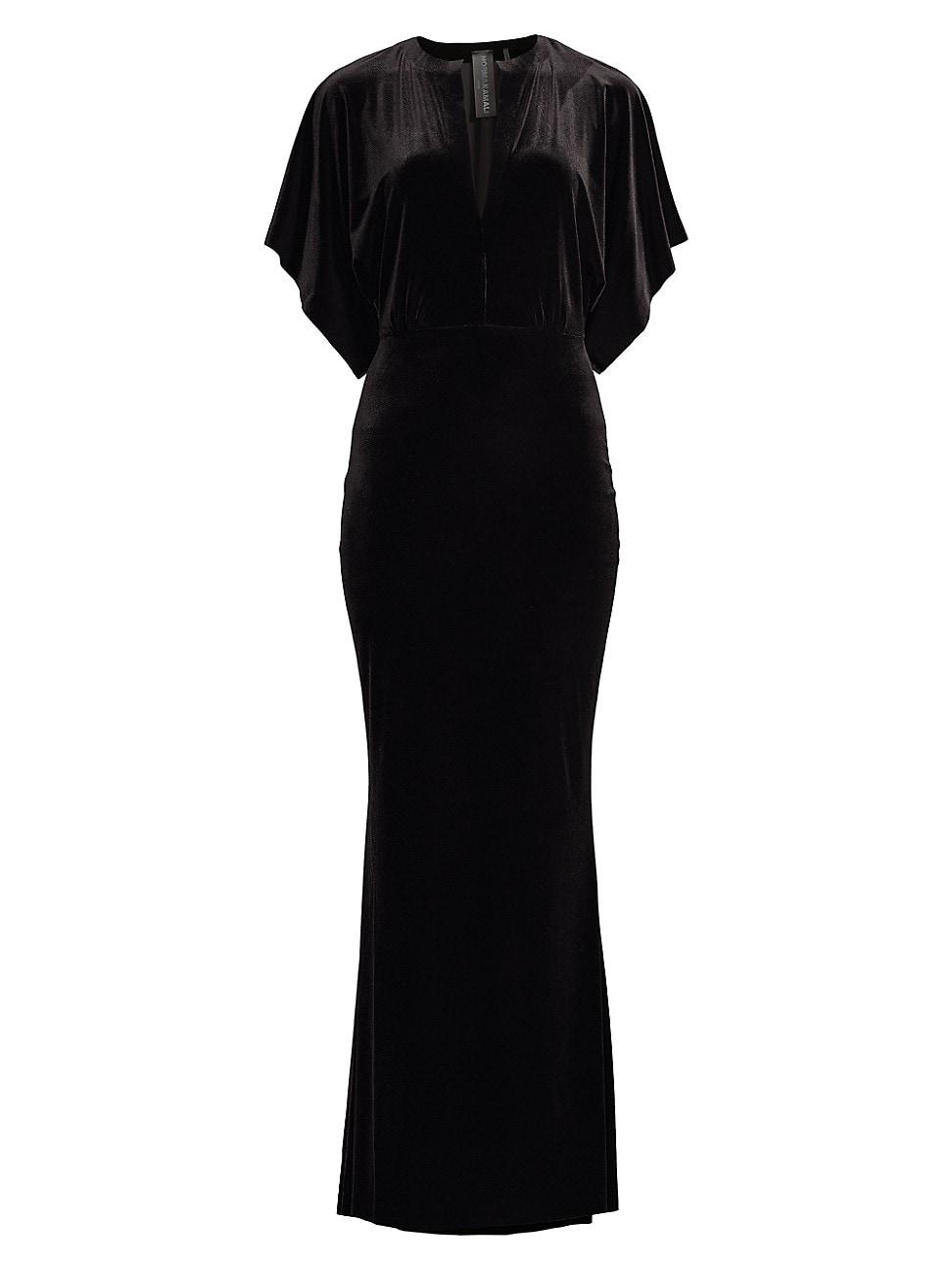 Norma Kamali Obie Velour Gown in Black | Lyst